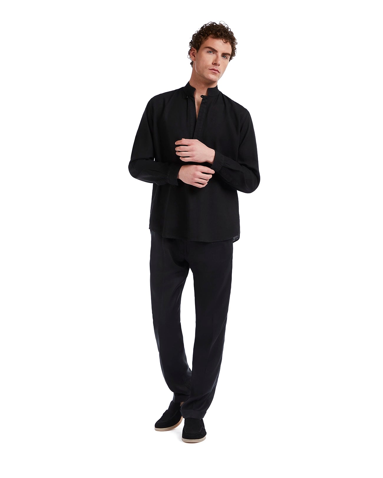 Camicia Waikiki in lino e cotone nera