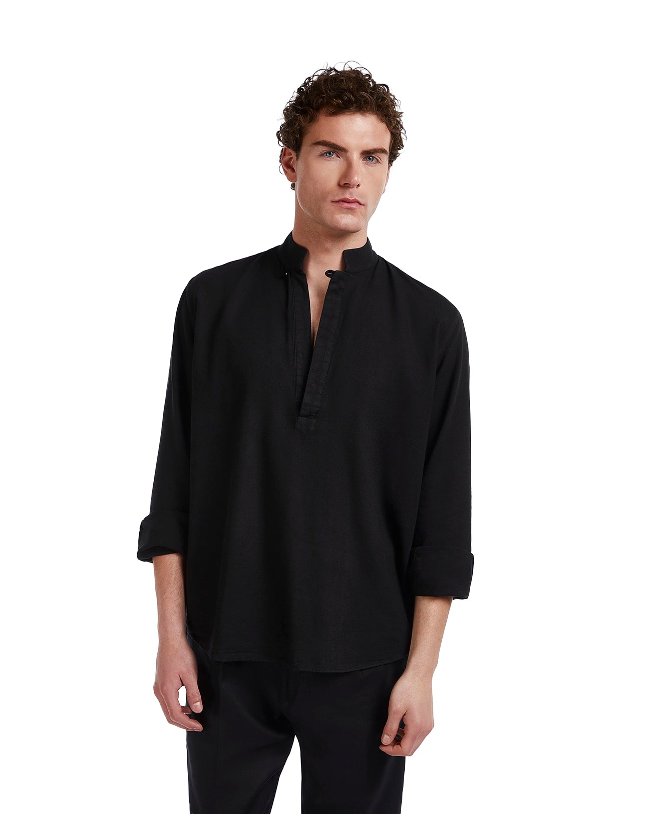 Camicia Waikiki in lino e cotone nera
