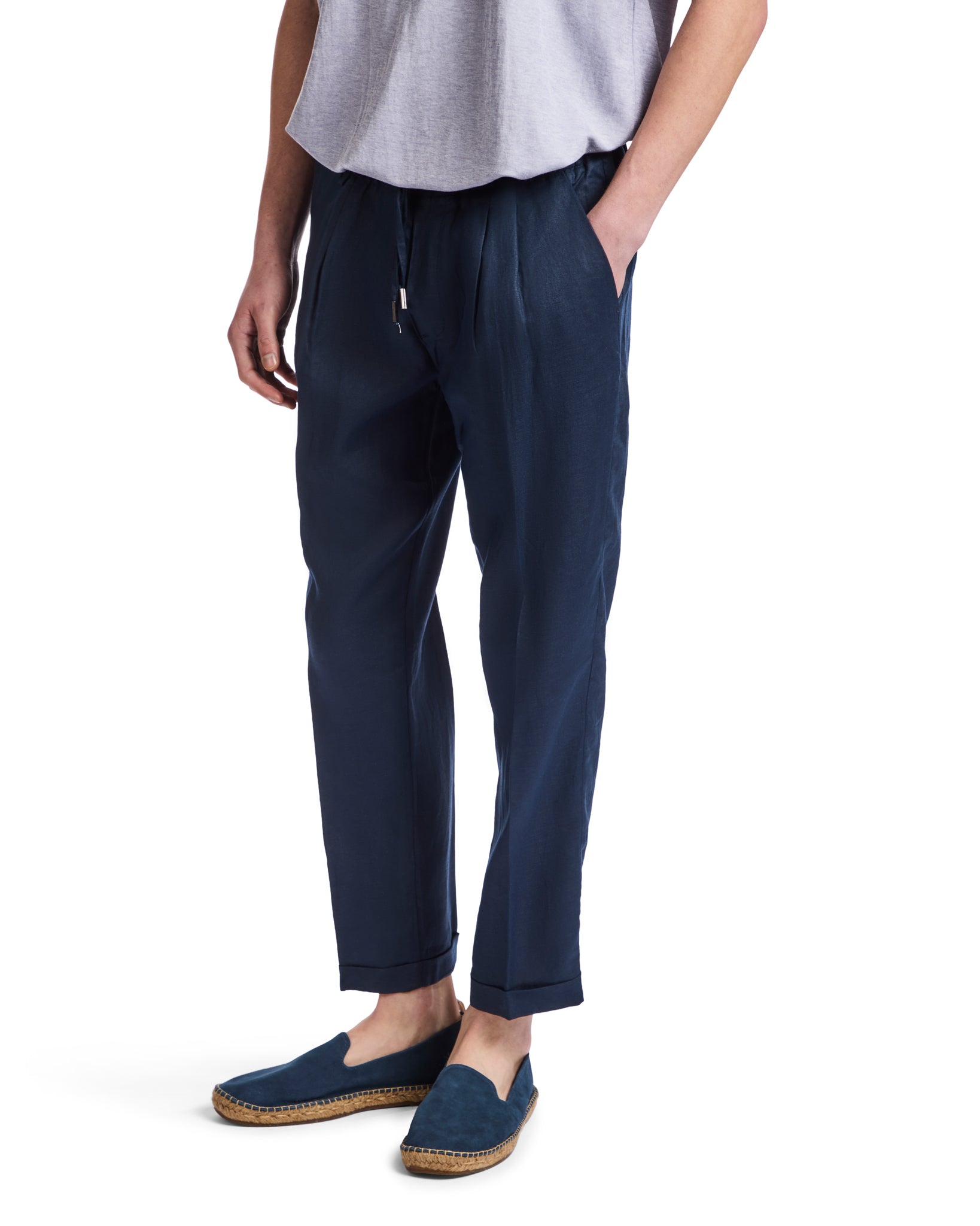 Pantalon Cary en lin bleu pur