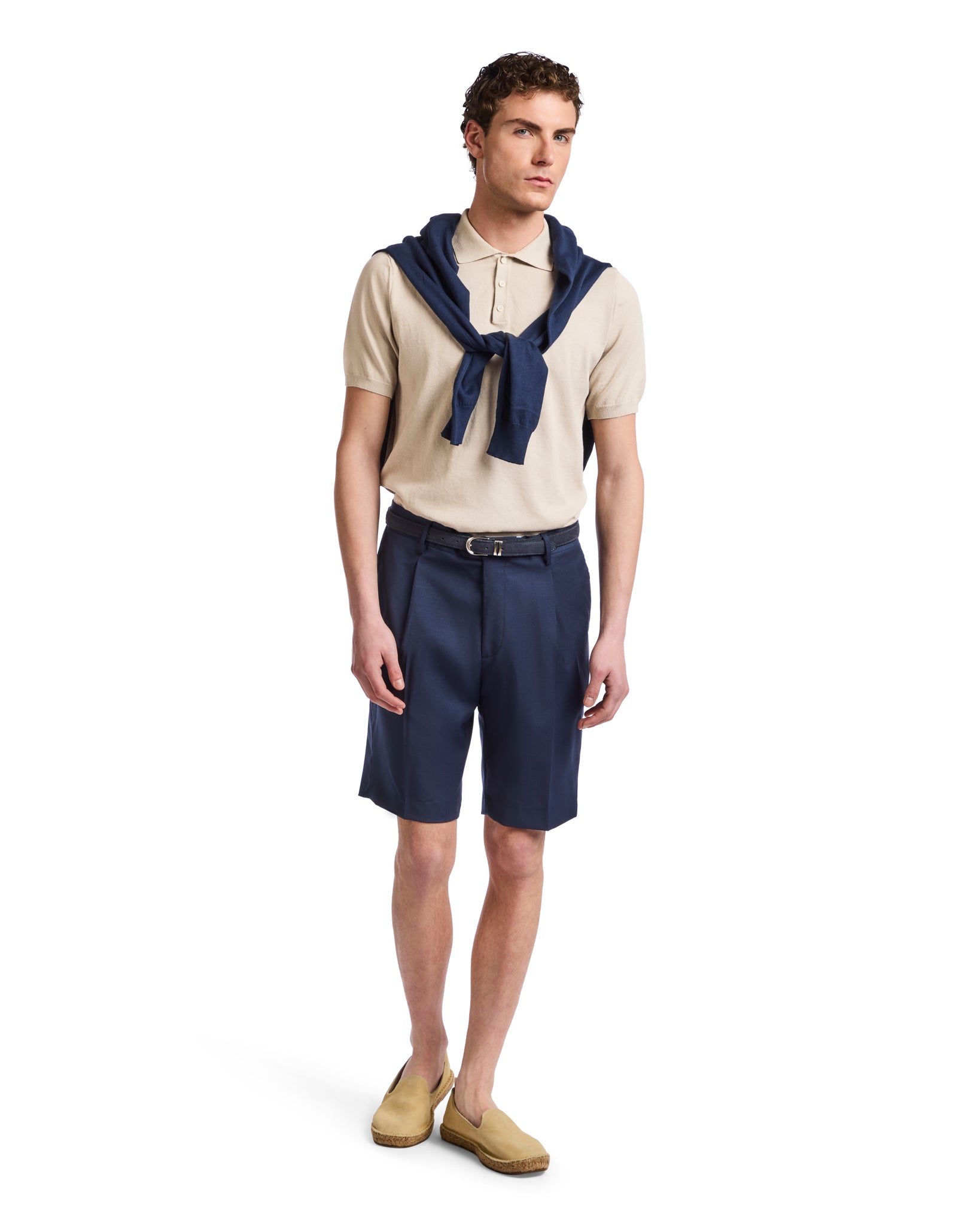 Bermudas Colton de talle alto con pinzas azules
