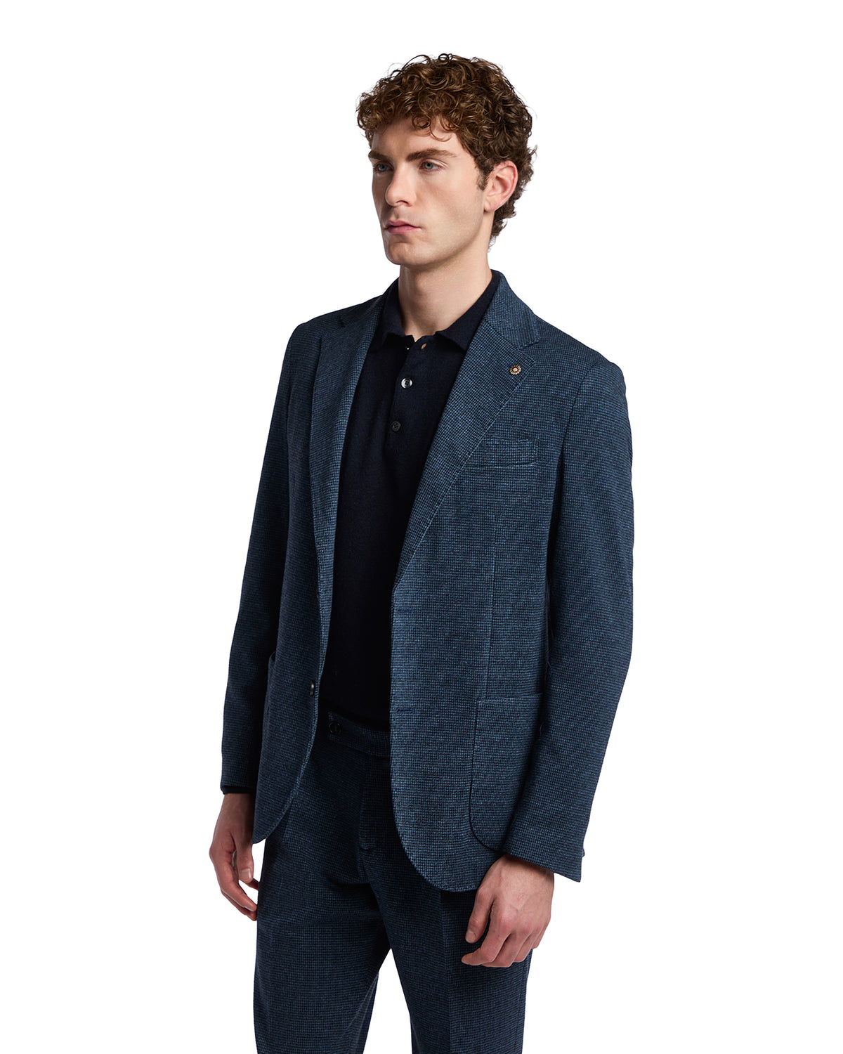Chaqueta Cortina pata de gallo azul