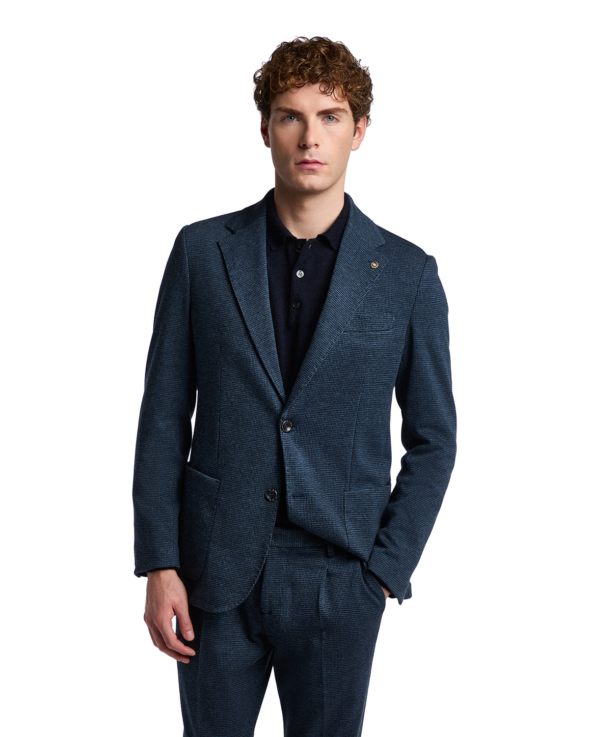 Chaqueta Cortina pata de gallo azul