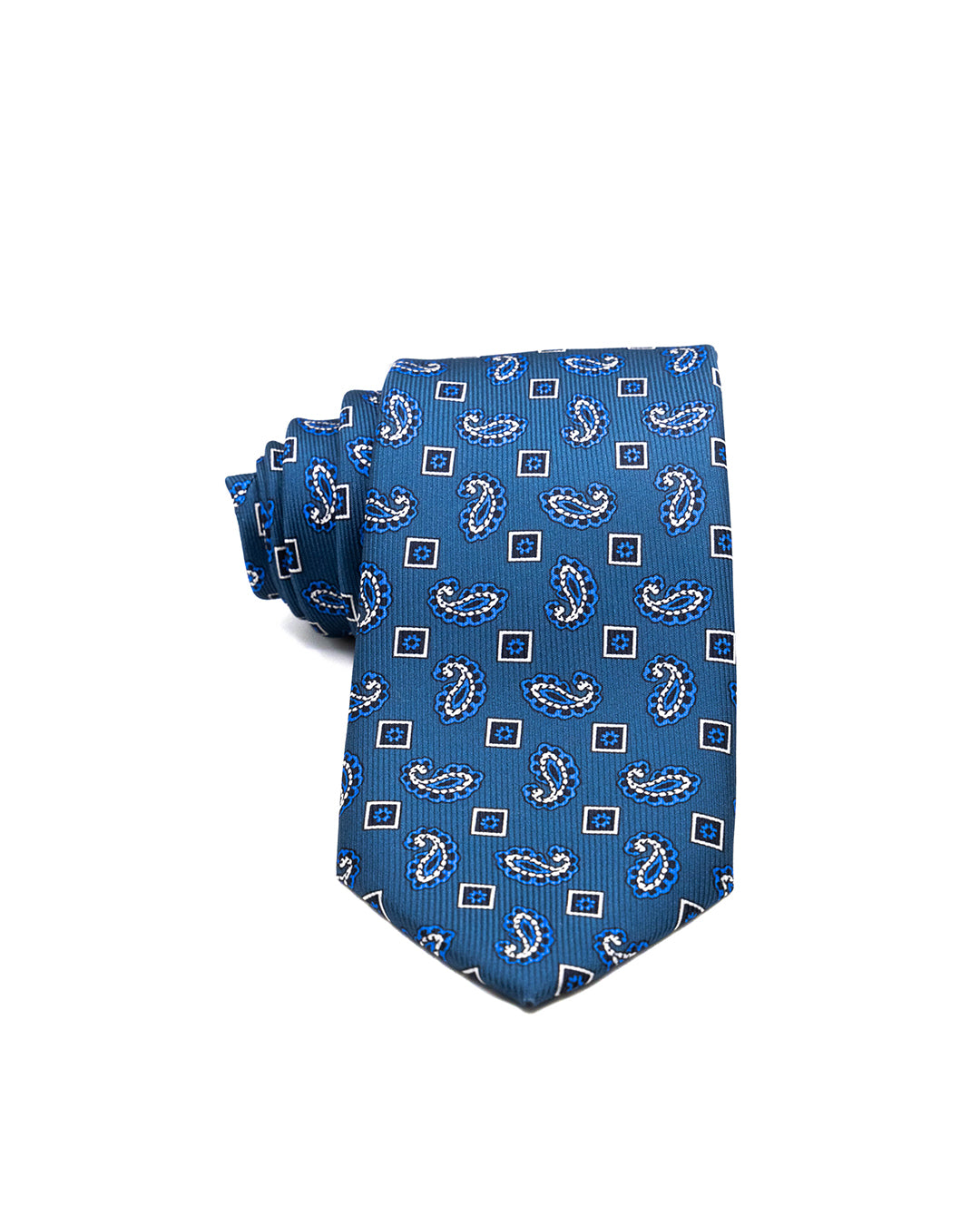 Tie - in blue woven silk