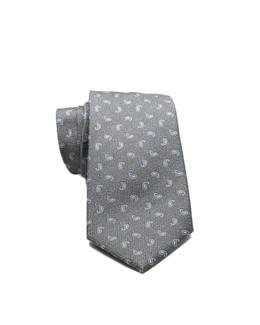 Tie - in gray paisley embossed silk