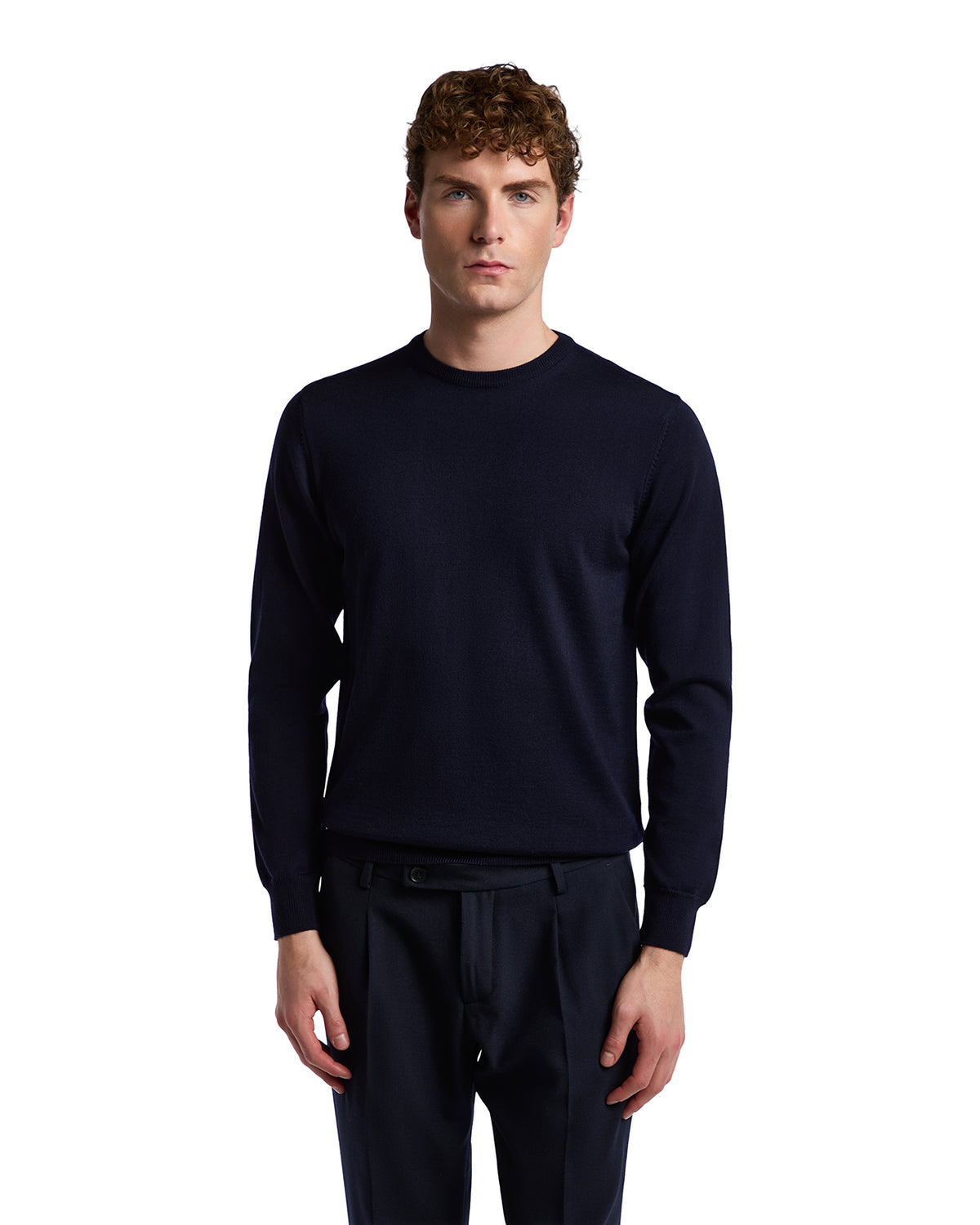 Girocollo Furore in lana merino Tollegno blu
