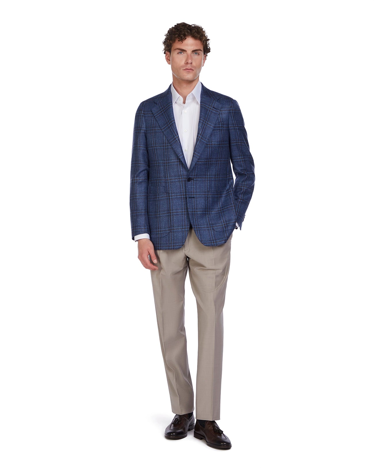 Giacca Summer time Loro Piana in tweed blu