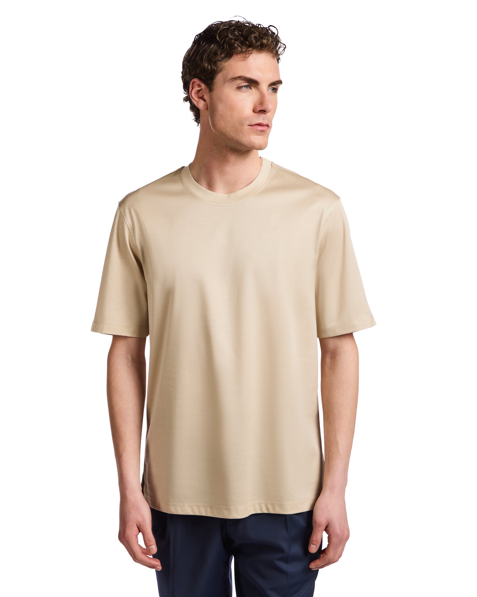 T-shirt Hoorn in filo di scozia beige