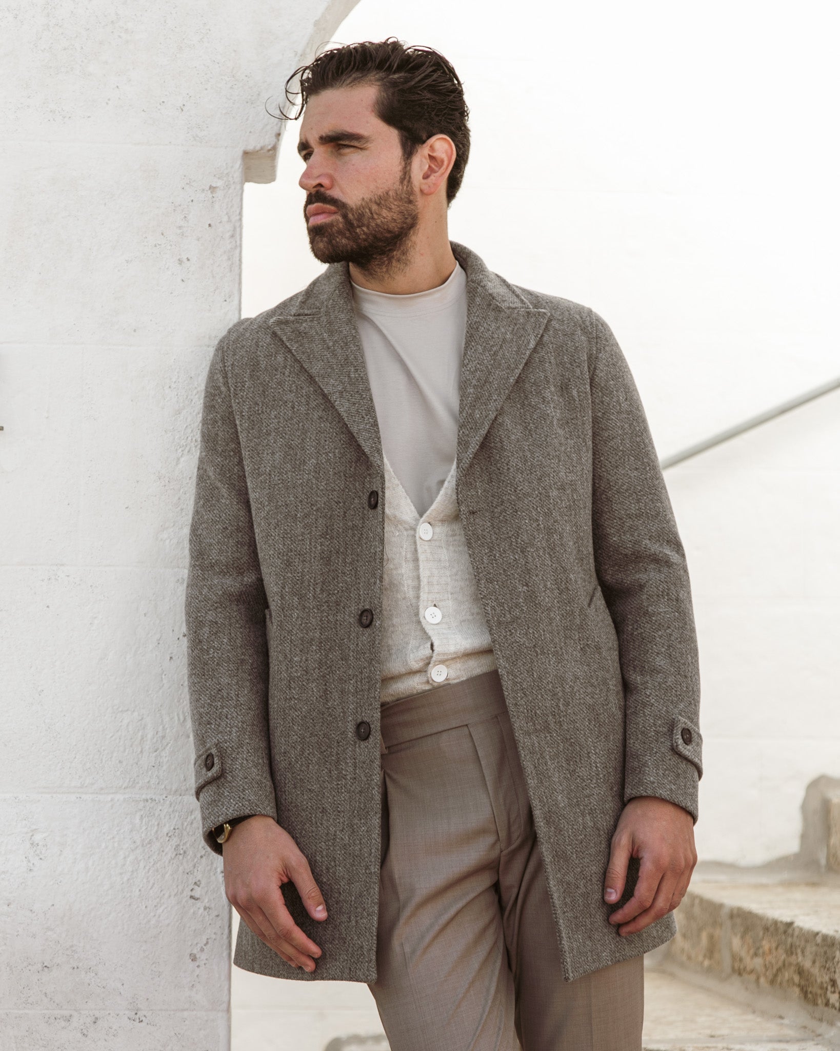 Louis - manteau gris à boutonnage simple