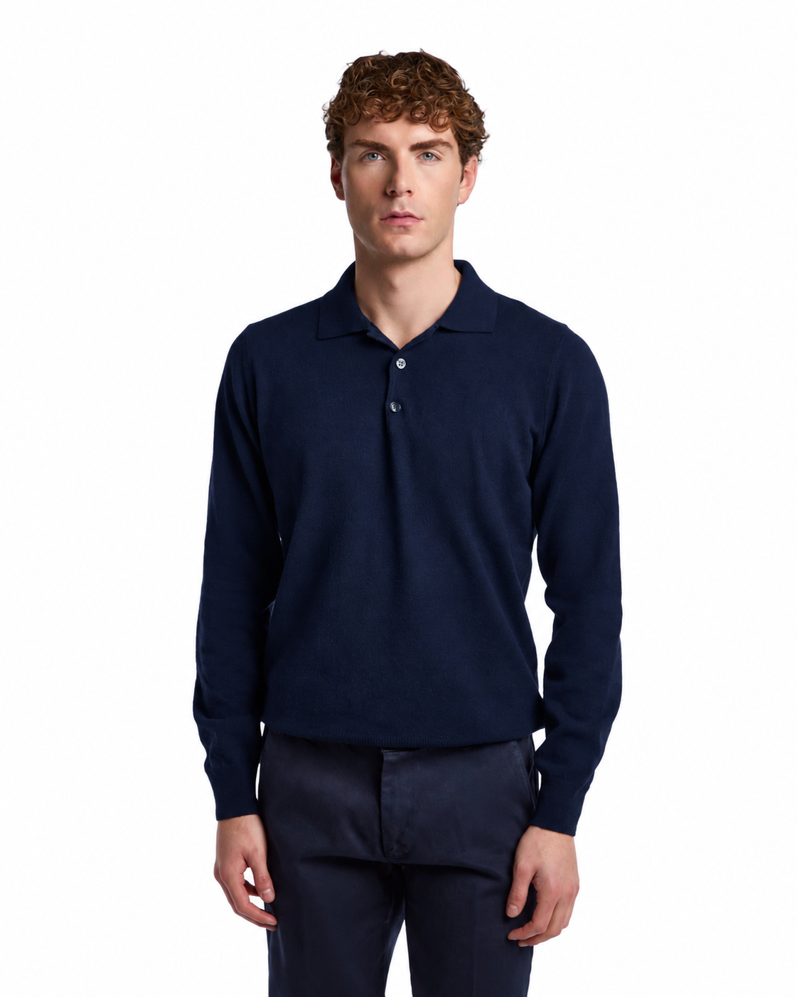 Polo Rovigo in Tollegno wool blue