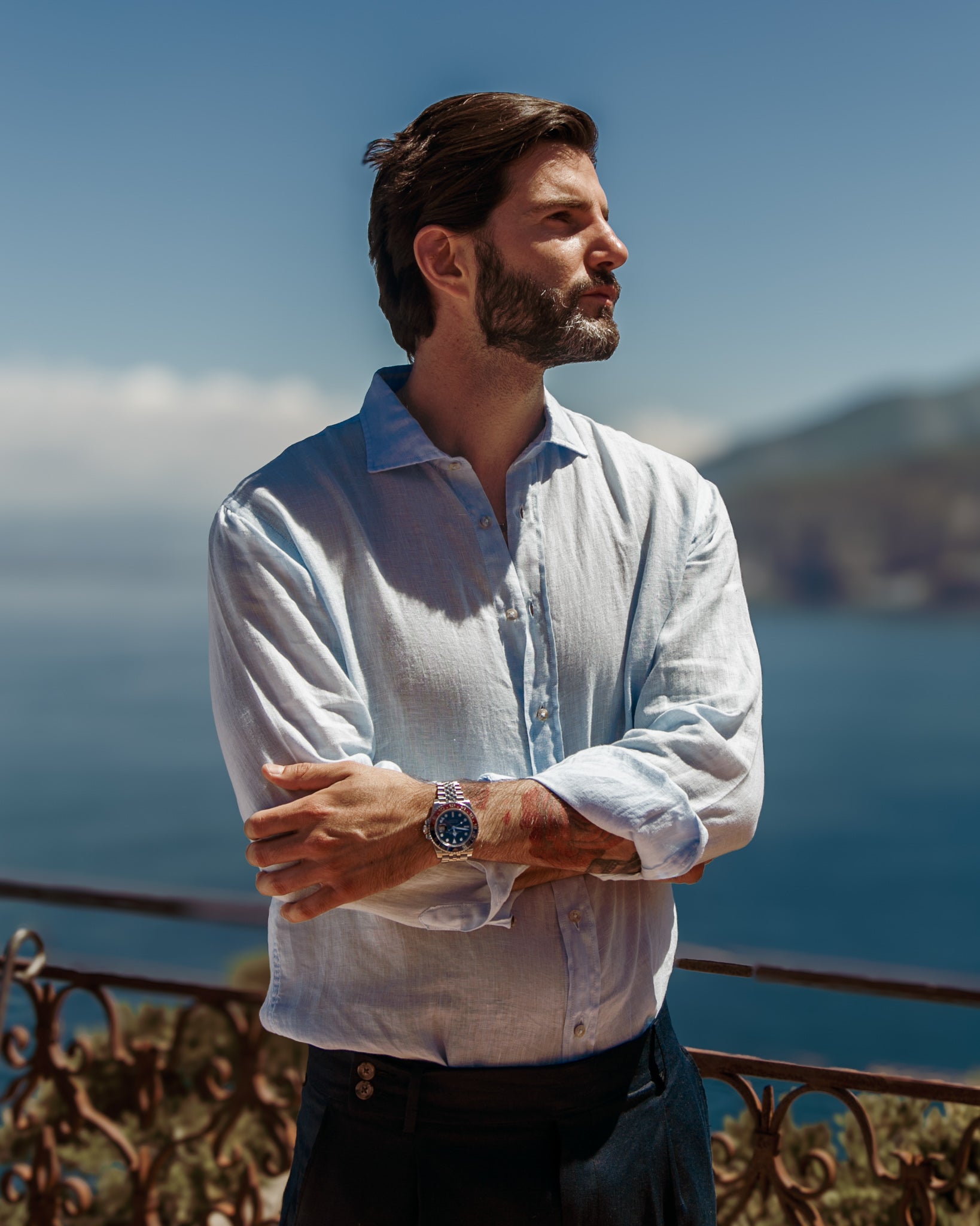 Montecarlo - sky pure linen shirt