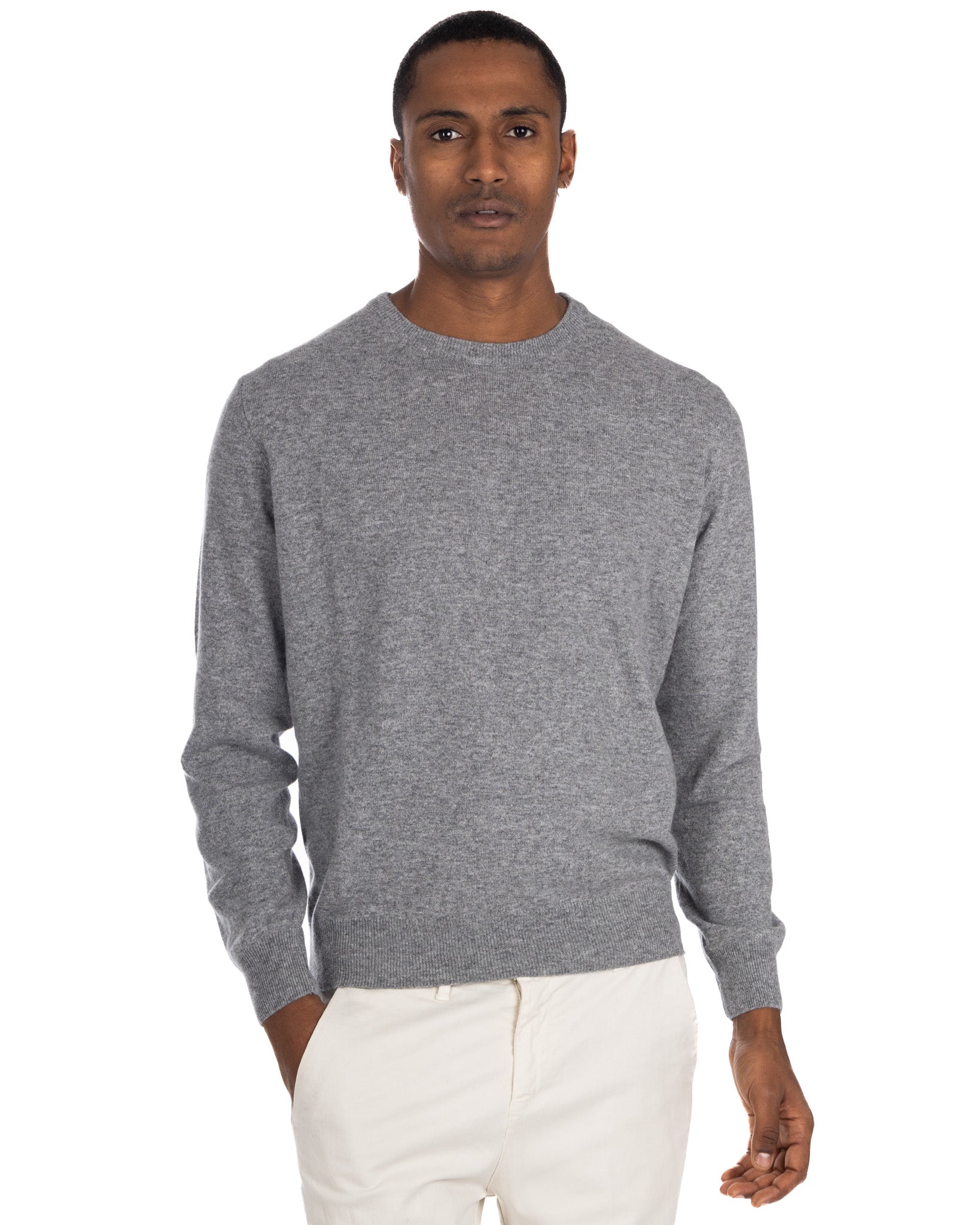 Dustin - gray cashmere blend crew neck sweater
