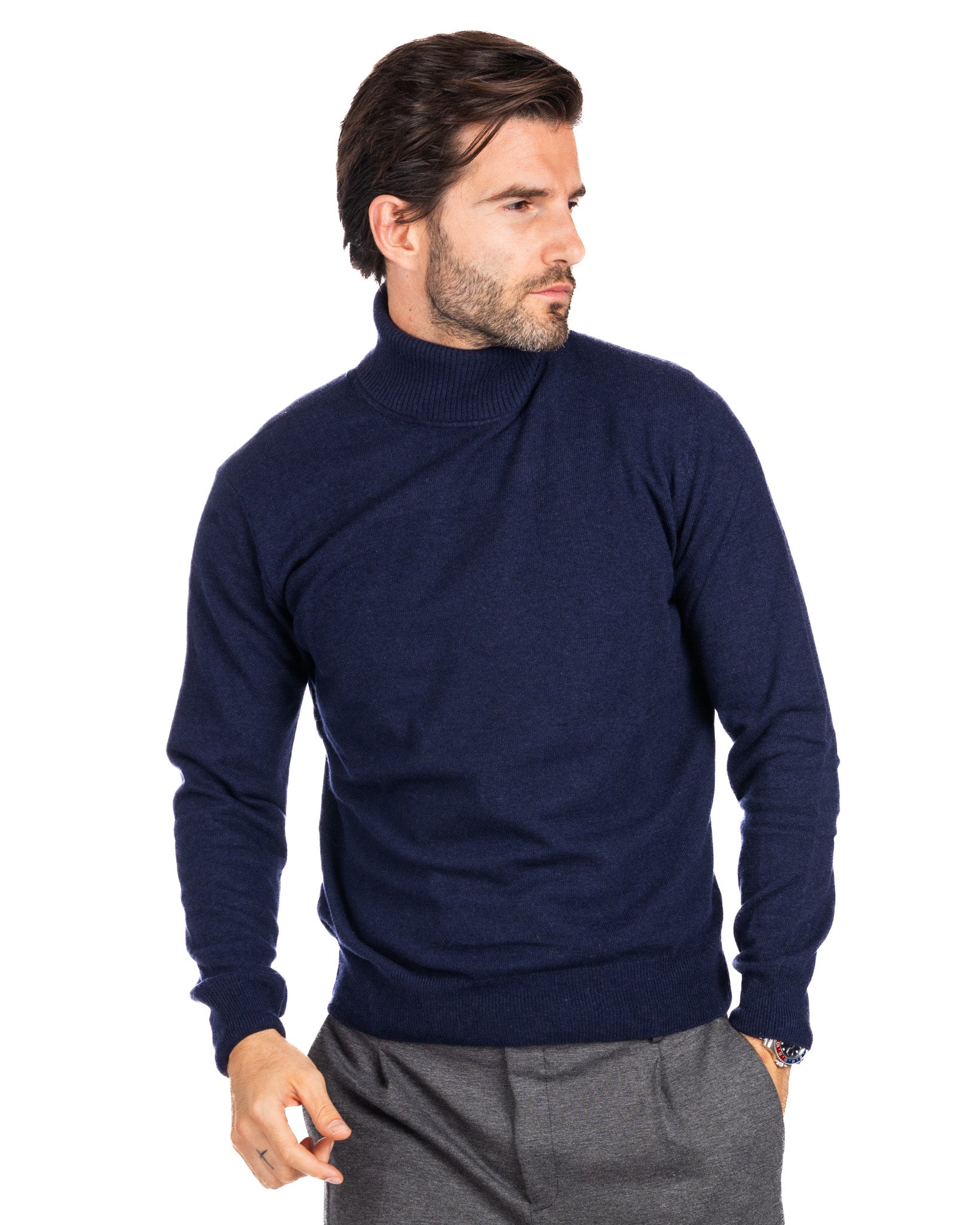 Lee - blue cashmere blend turtleneck