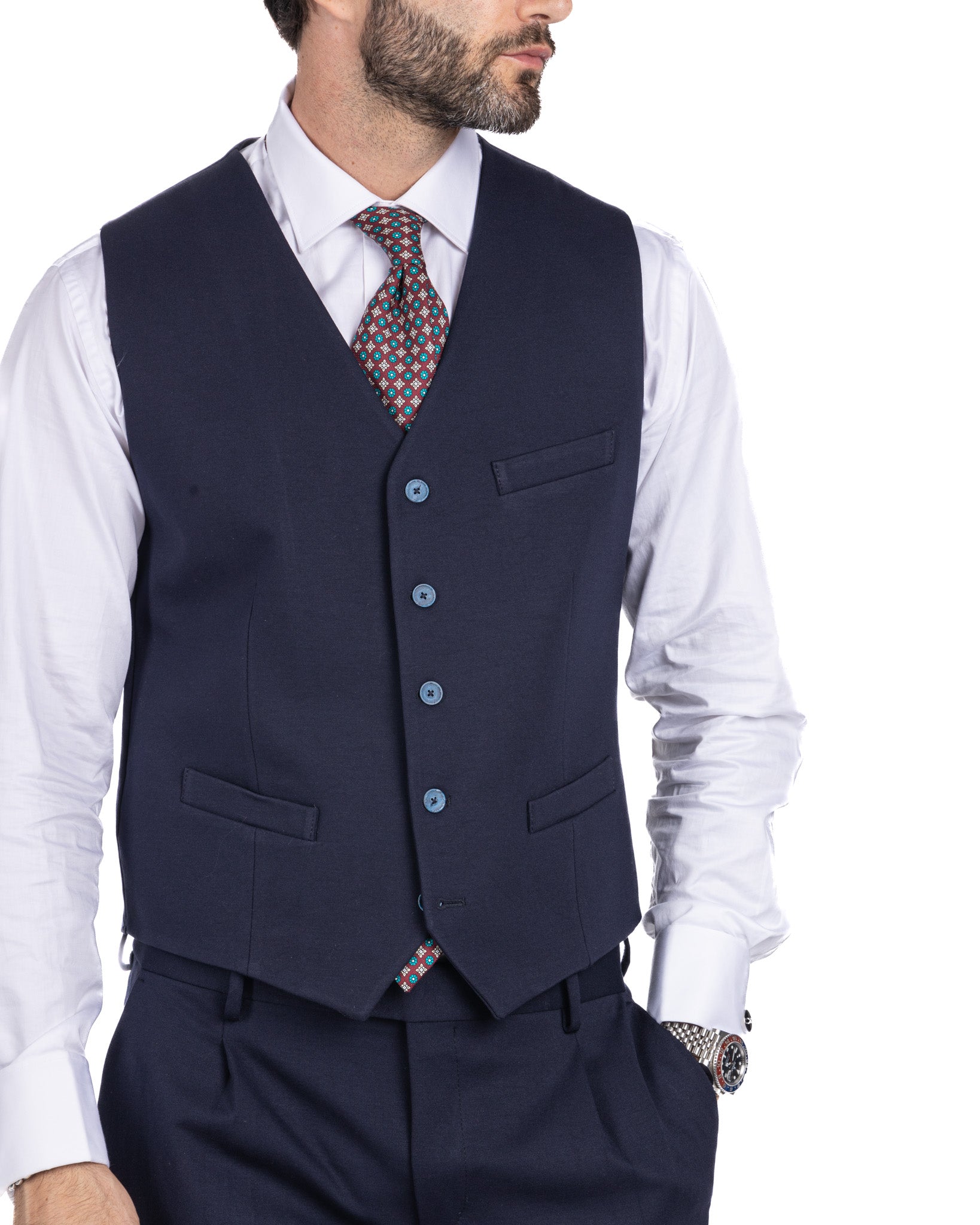 Mustang - single-breasted waistcoat in blue Milan stitch