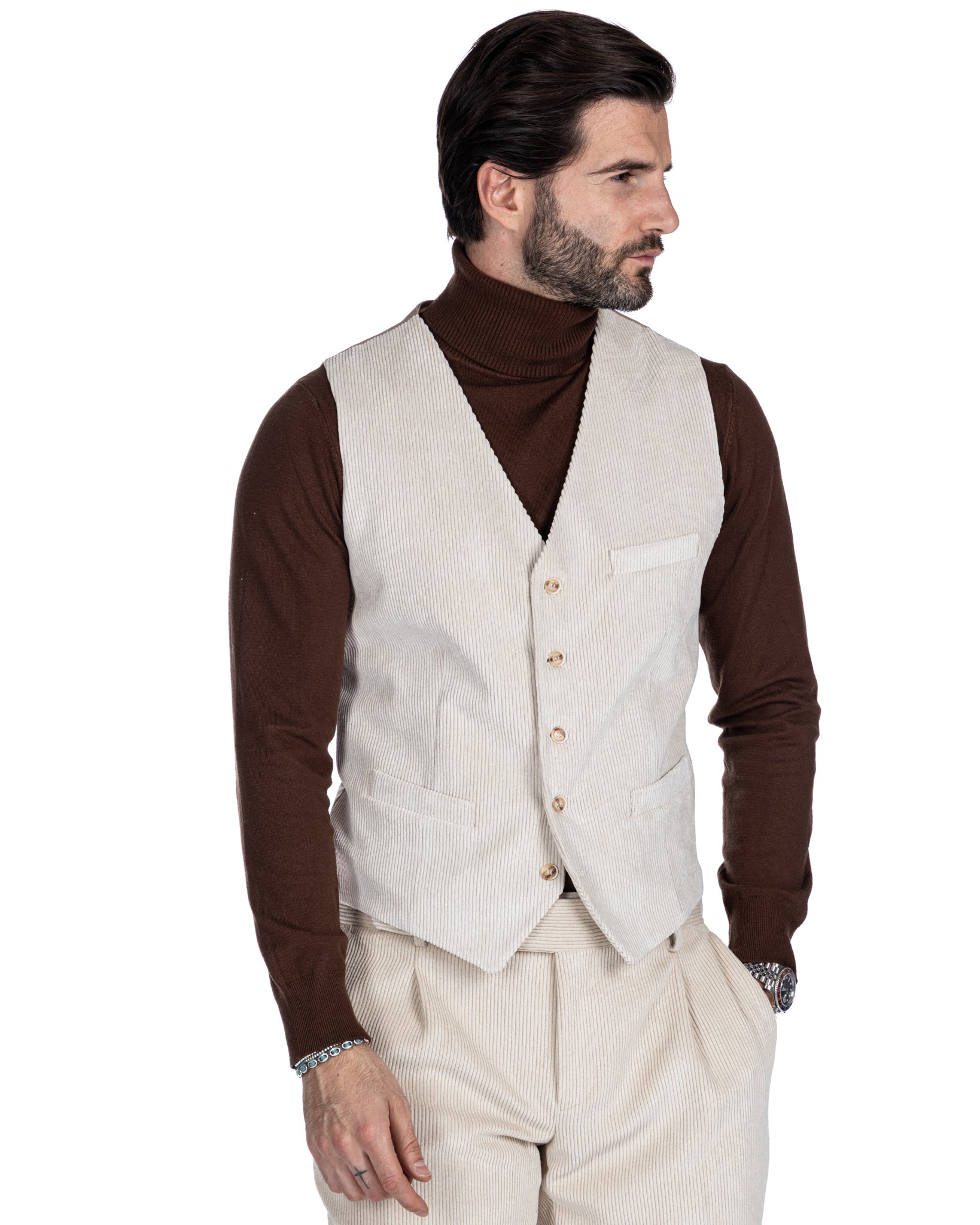 Mads - cream velvet waistcoat