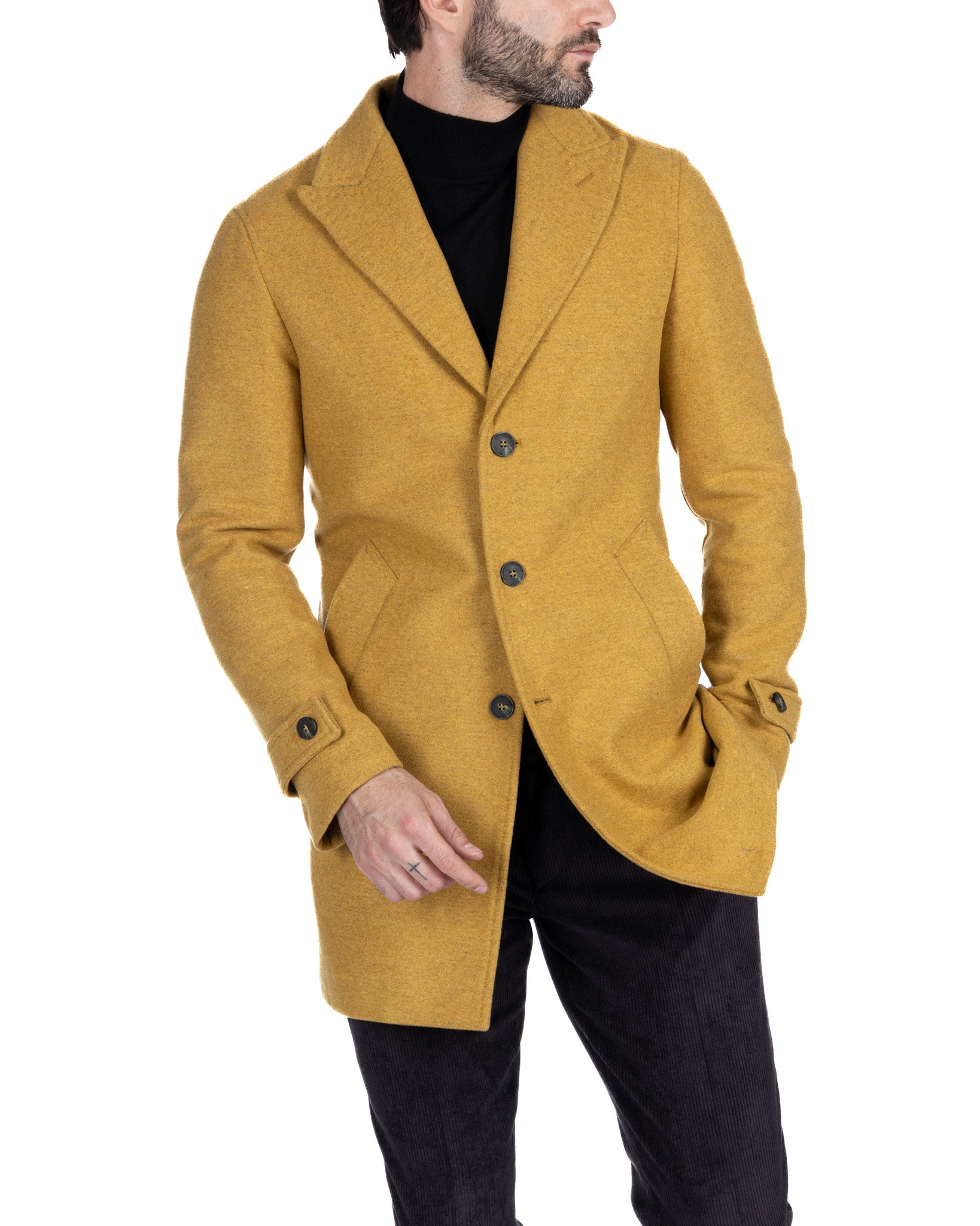 Jean - manteau beige à simple boutonnage