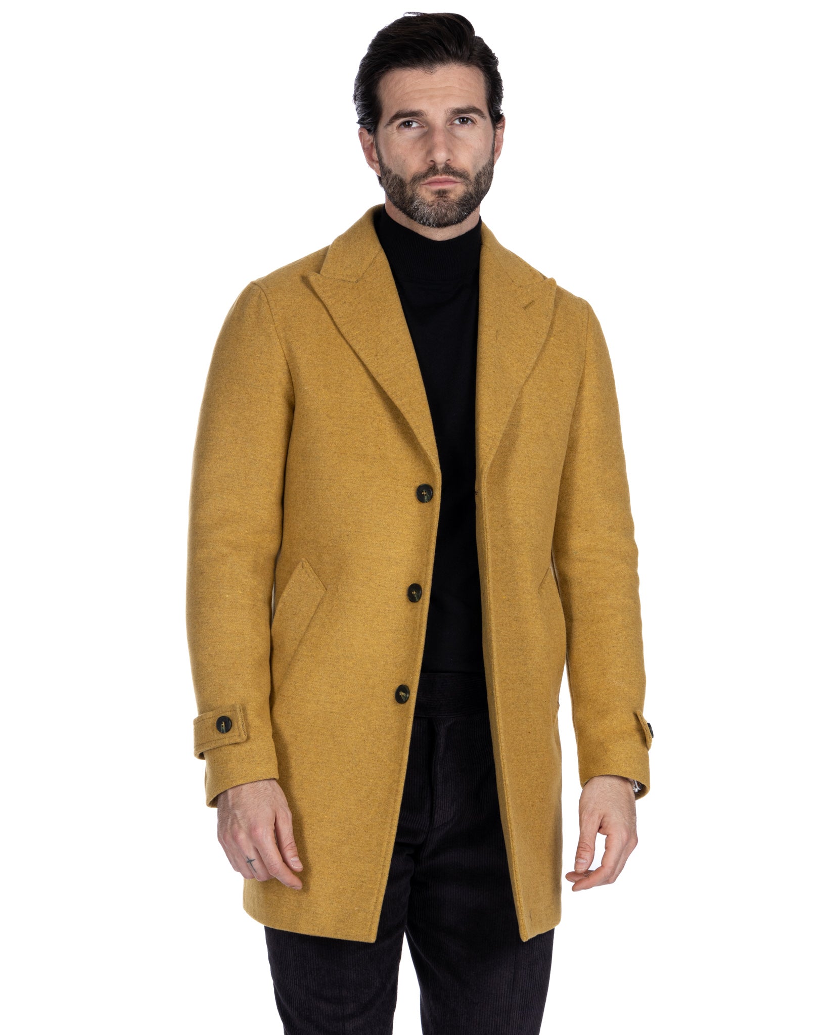 Philippe - mustard single-breasted coat