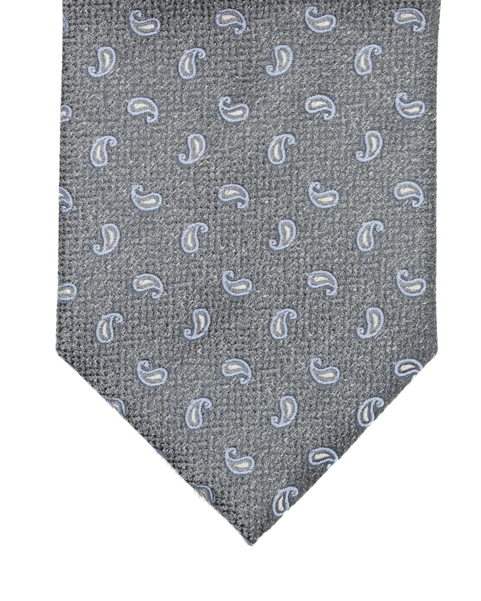 Cravatta - in seta grigia paisley in rilievo