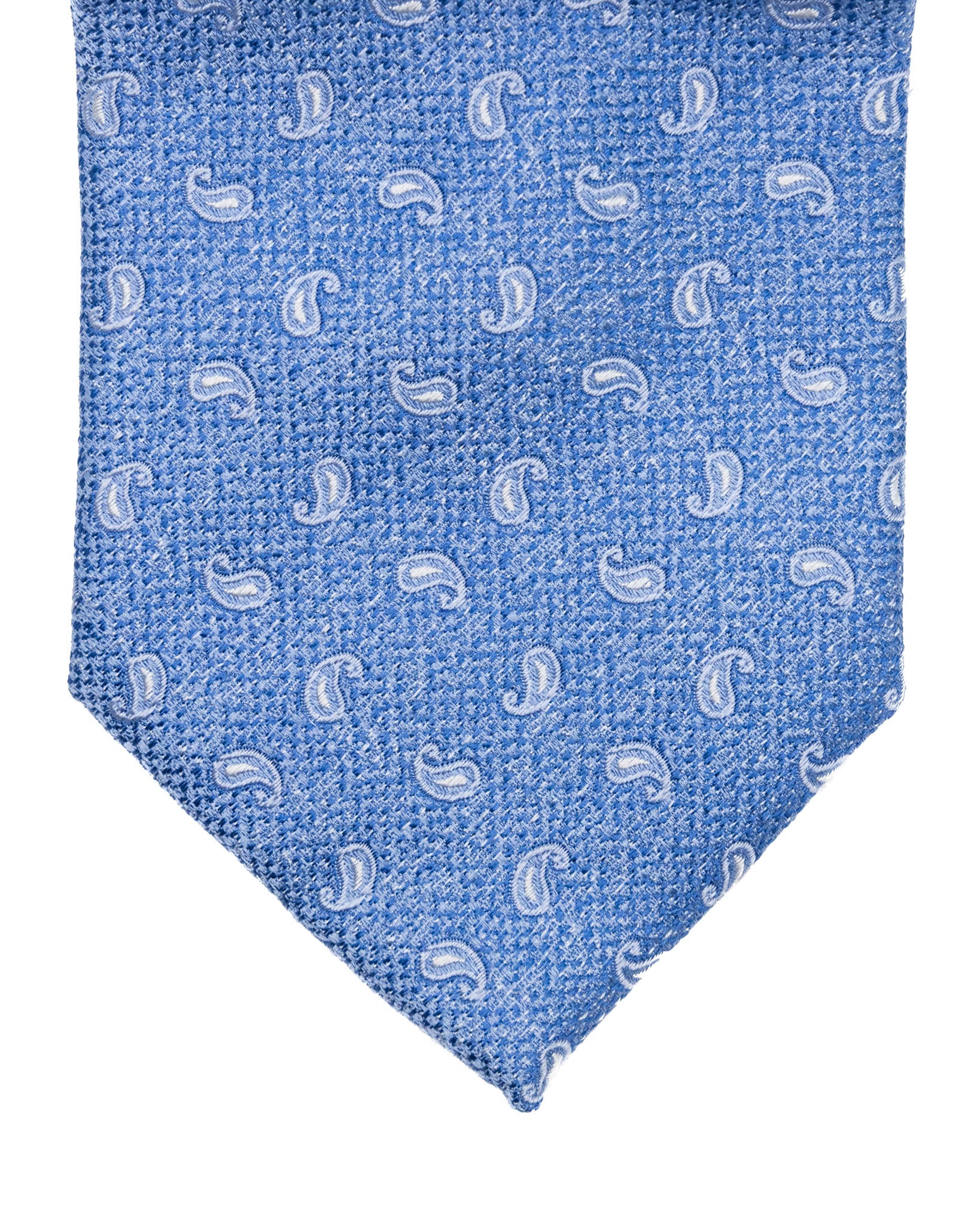 Cravatta - in seta azzurra paisley in rilievo