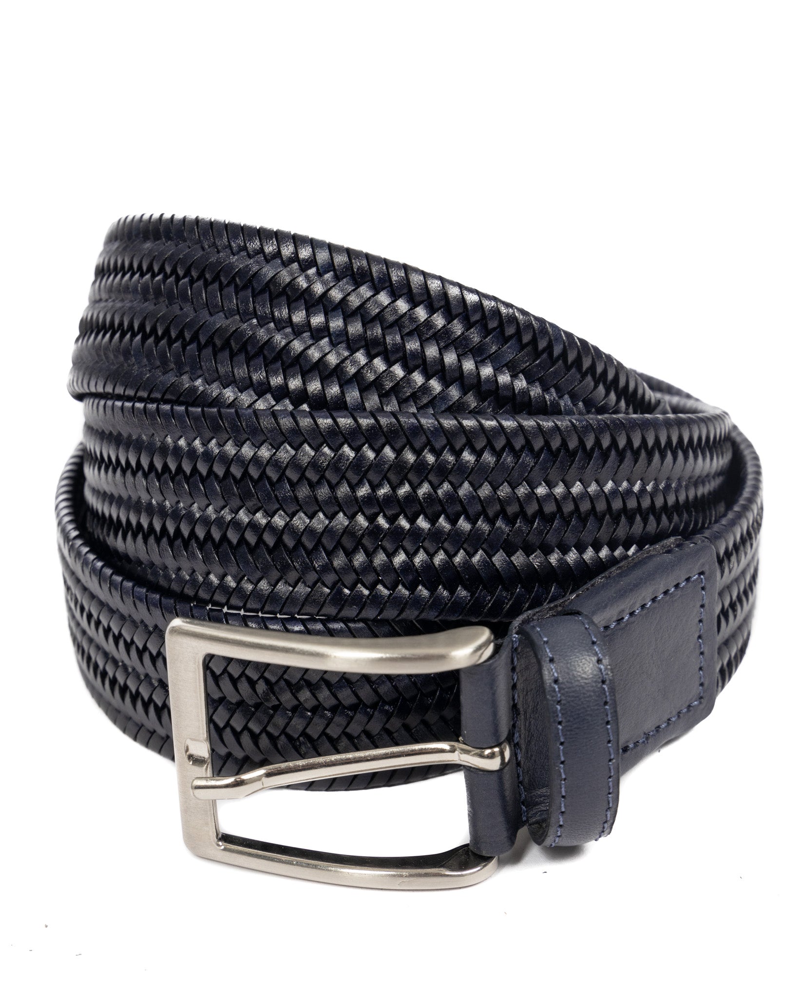 Montalcino - blue narrow weave leather belt