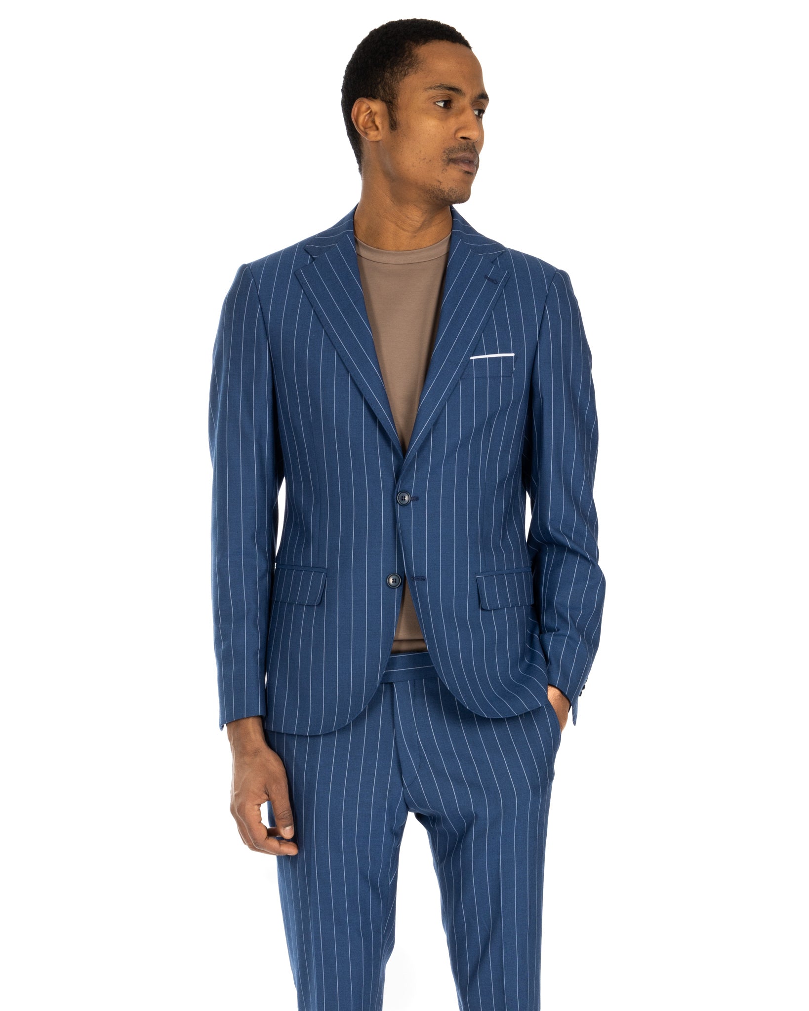 Lille - blue pinstripe single-breasted suit