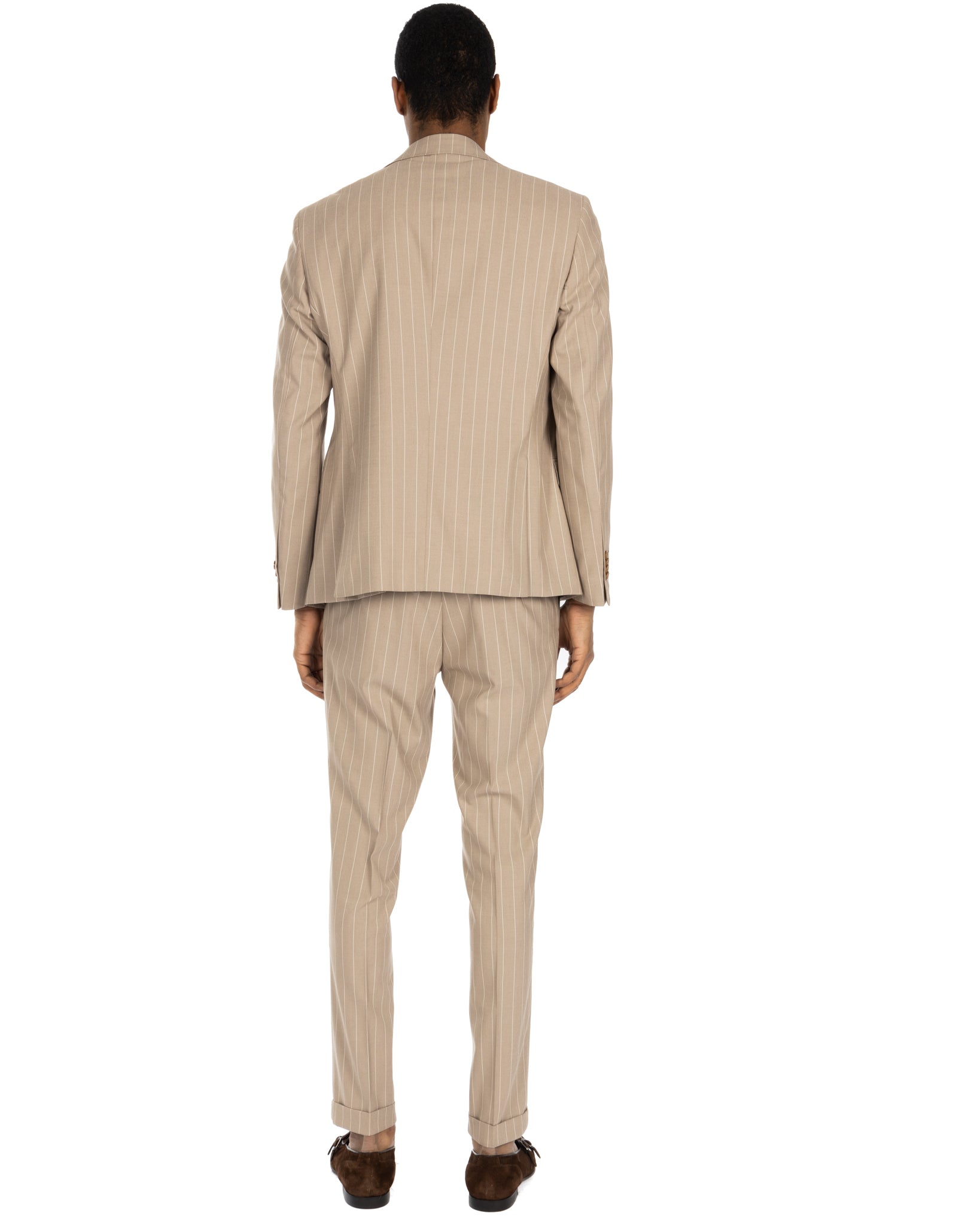 Lille - single-breasted beige pinstripe suit