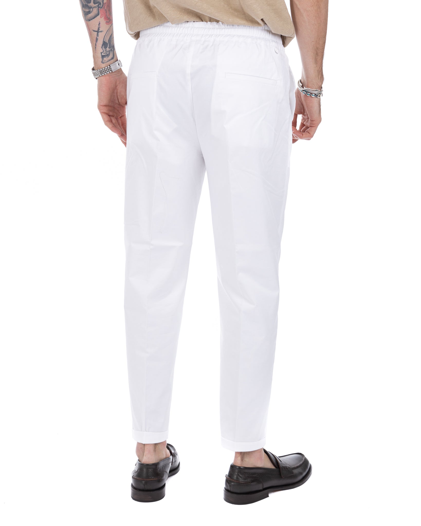 Larry - white summer cotton trousers