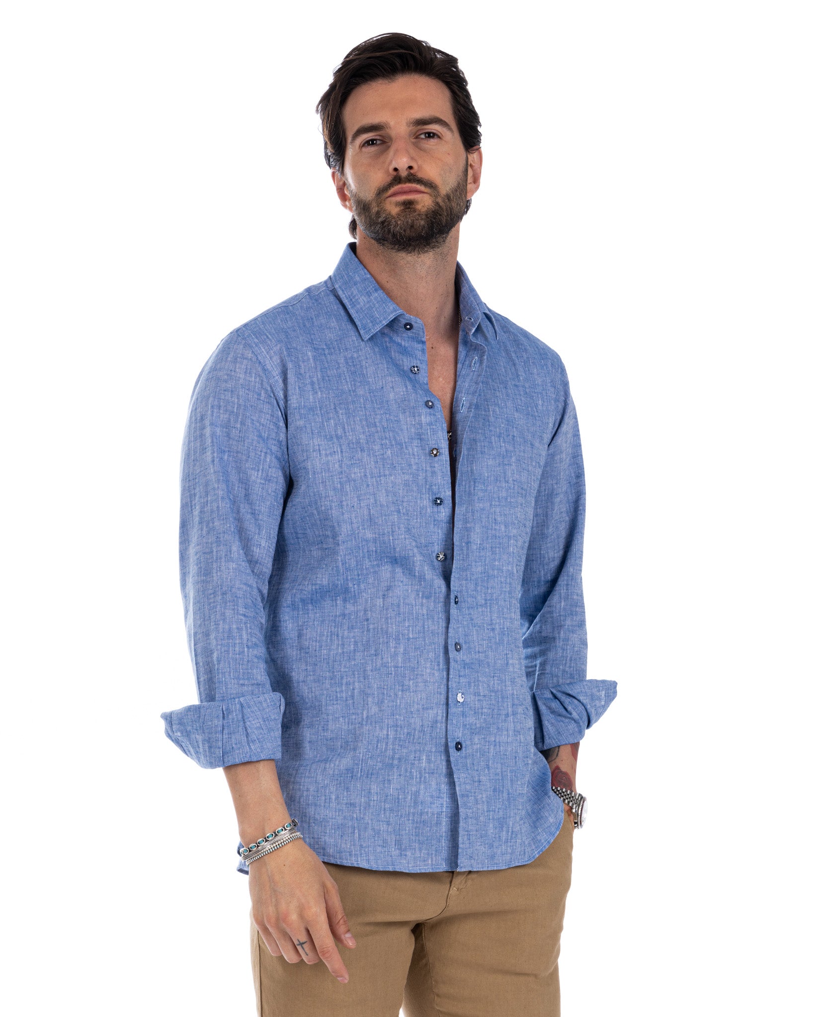Praiano - camicia francese in lino denim
