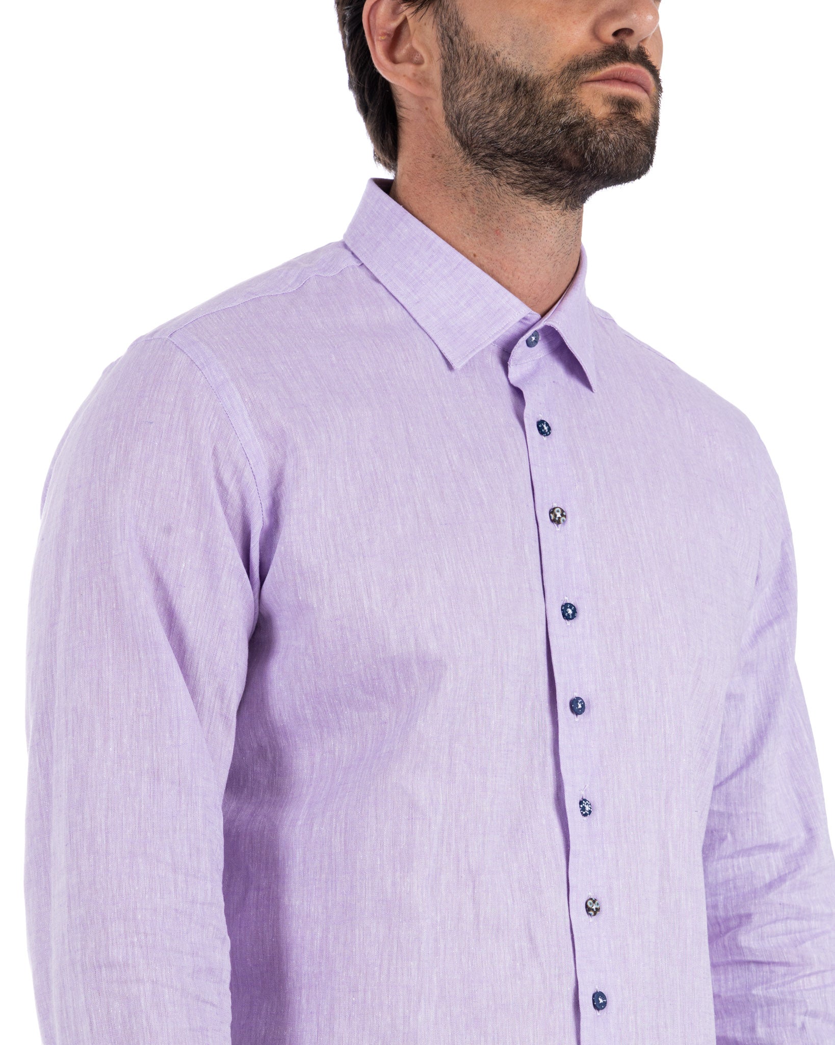 Praiano - camicia francese in lino lilla