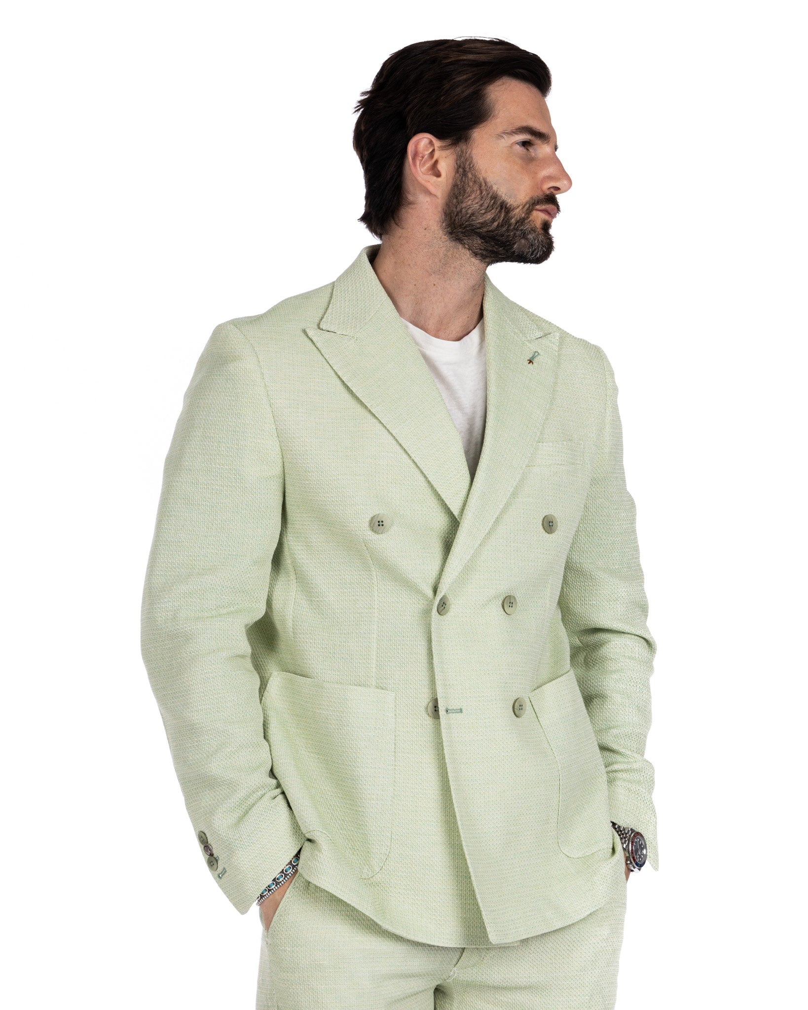 Leuca - green double-breasted jacket