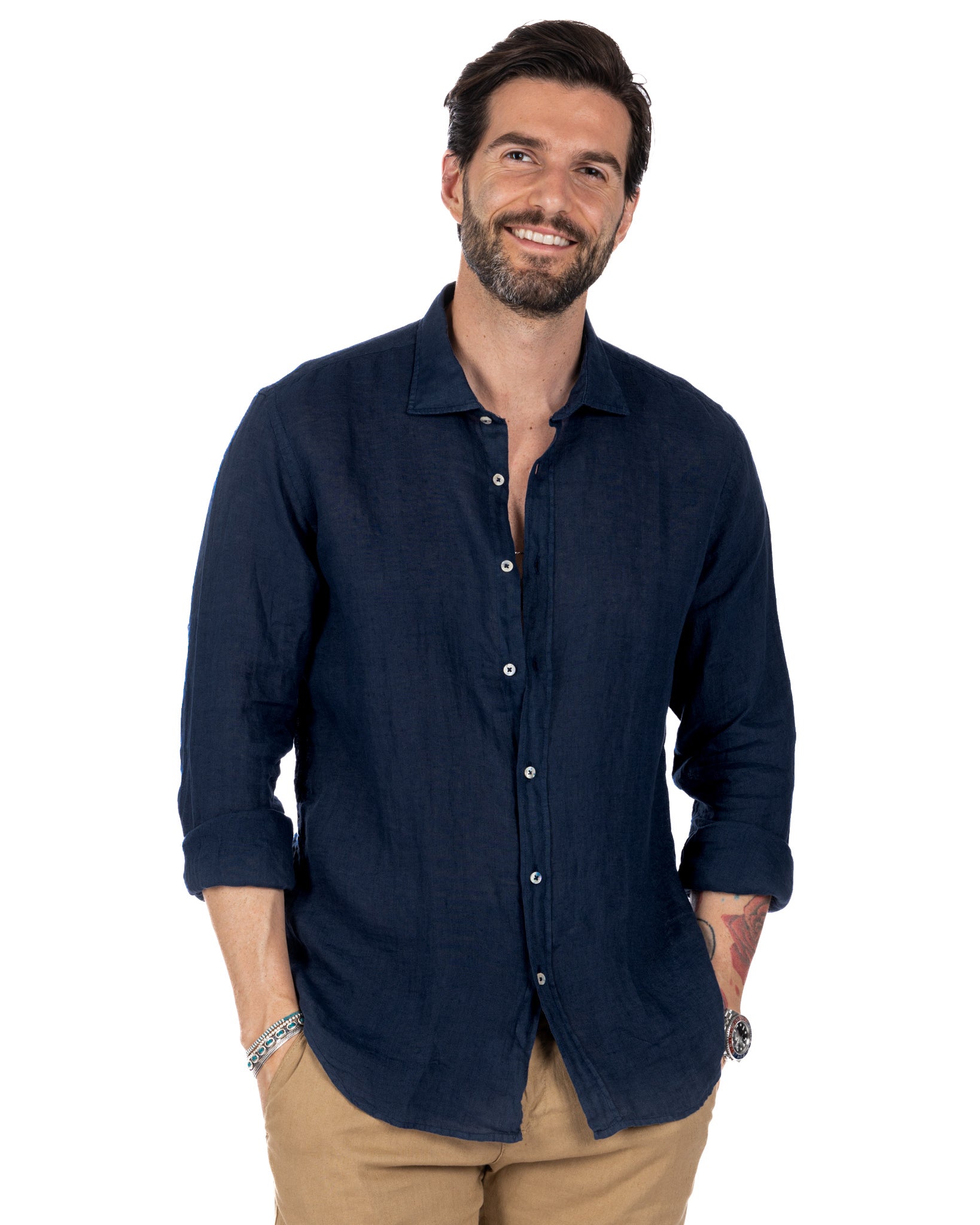 Montecarlo - chemise bleu pur lin