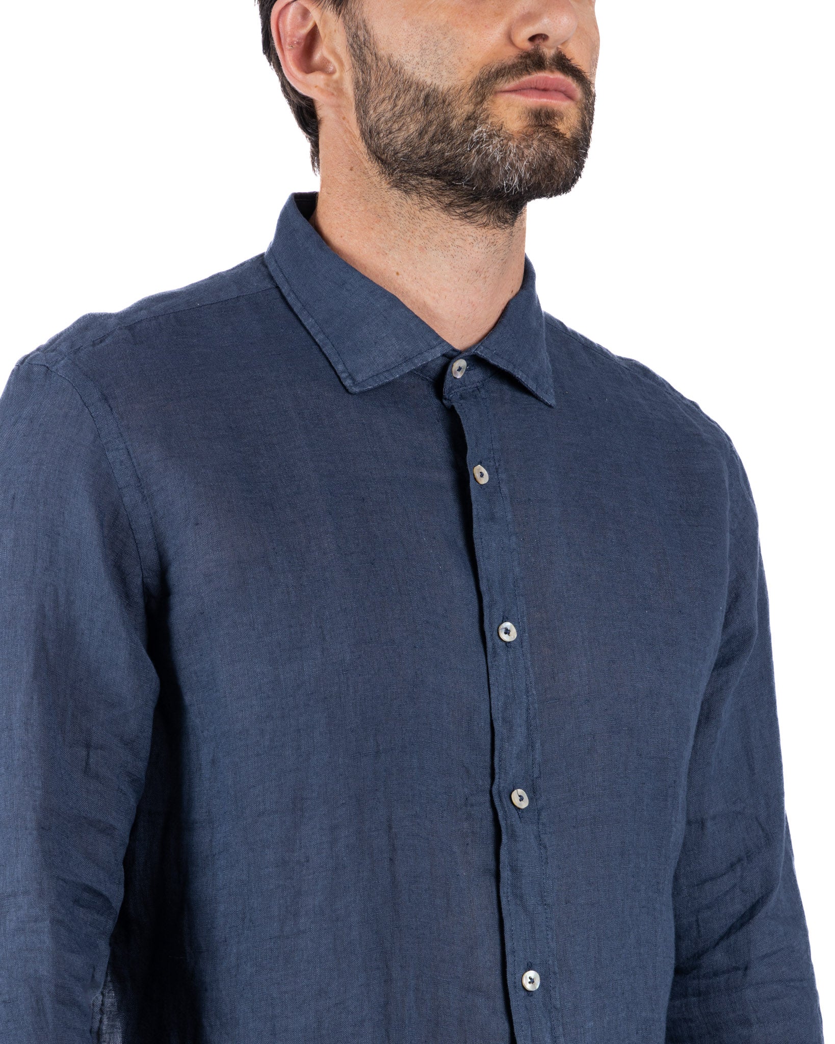 Montecarlo - camicia in puro lino blu