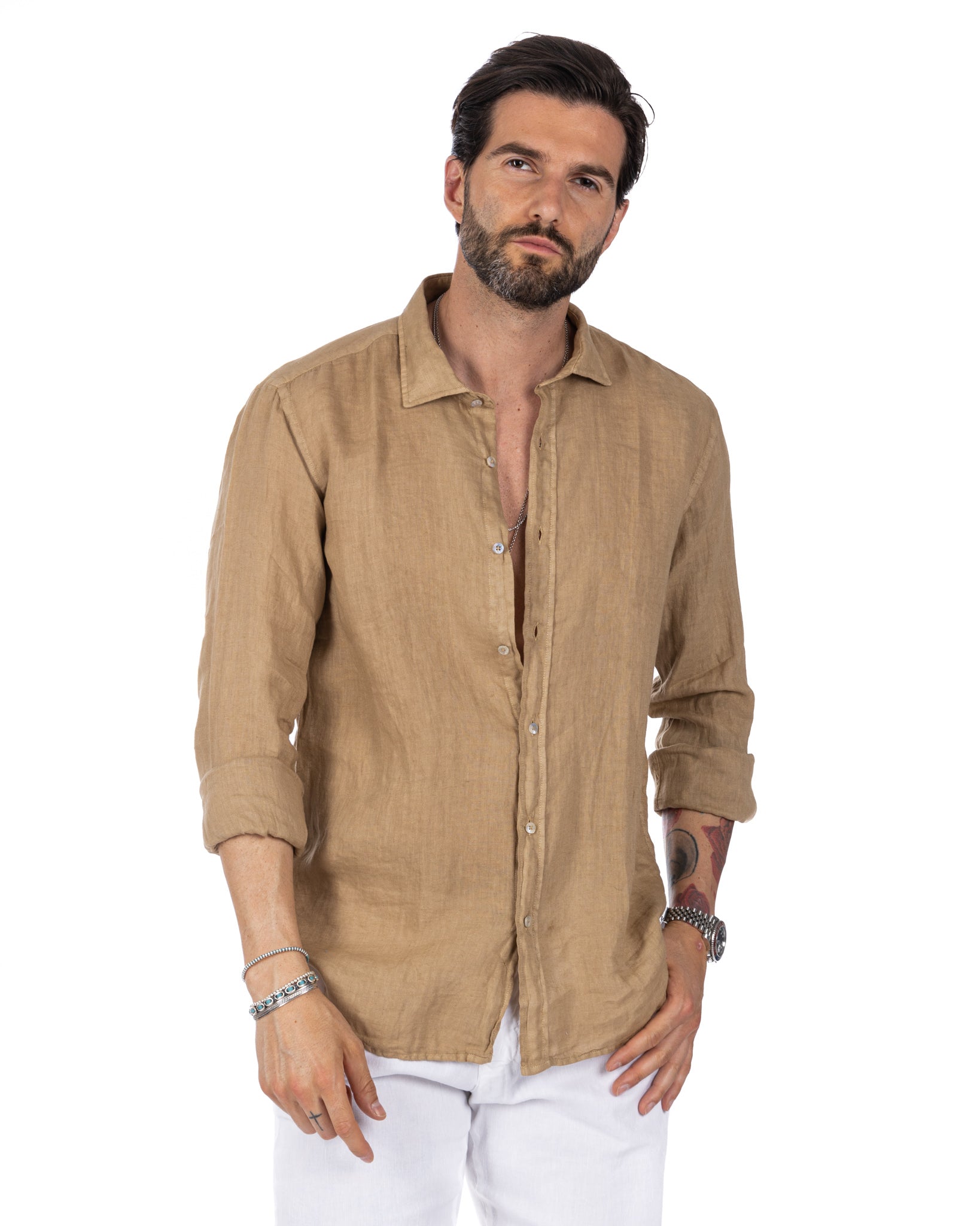 Montecarlo - chemise pur lin camel