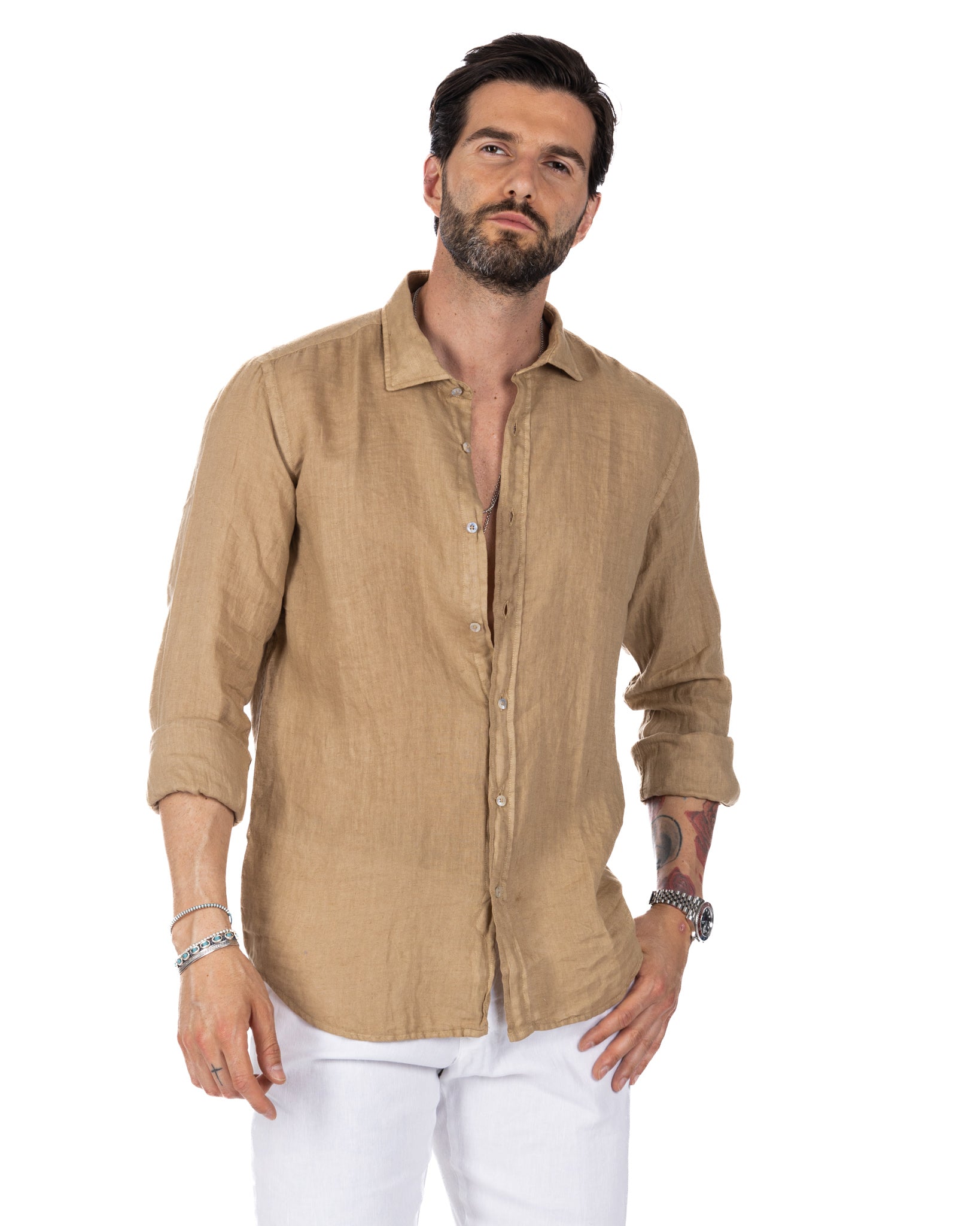 Montecarlo - chemise pur lin camel