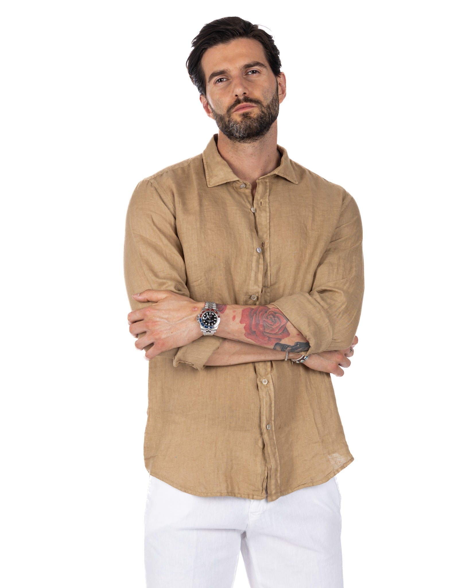 Montecarlo - camel pure linen shirt
