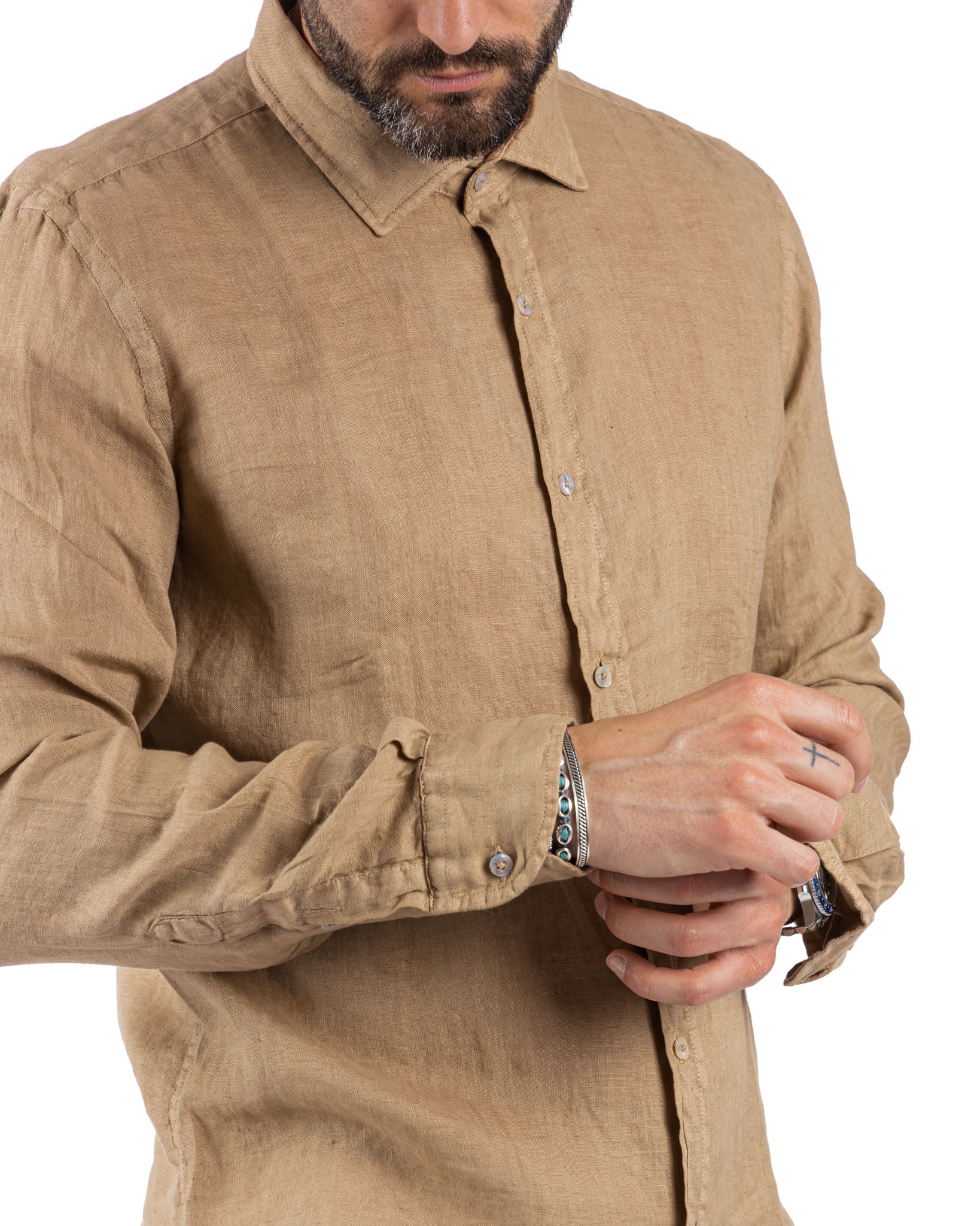 Montecarlo - camicia in puro lino cammello