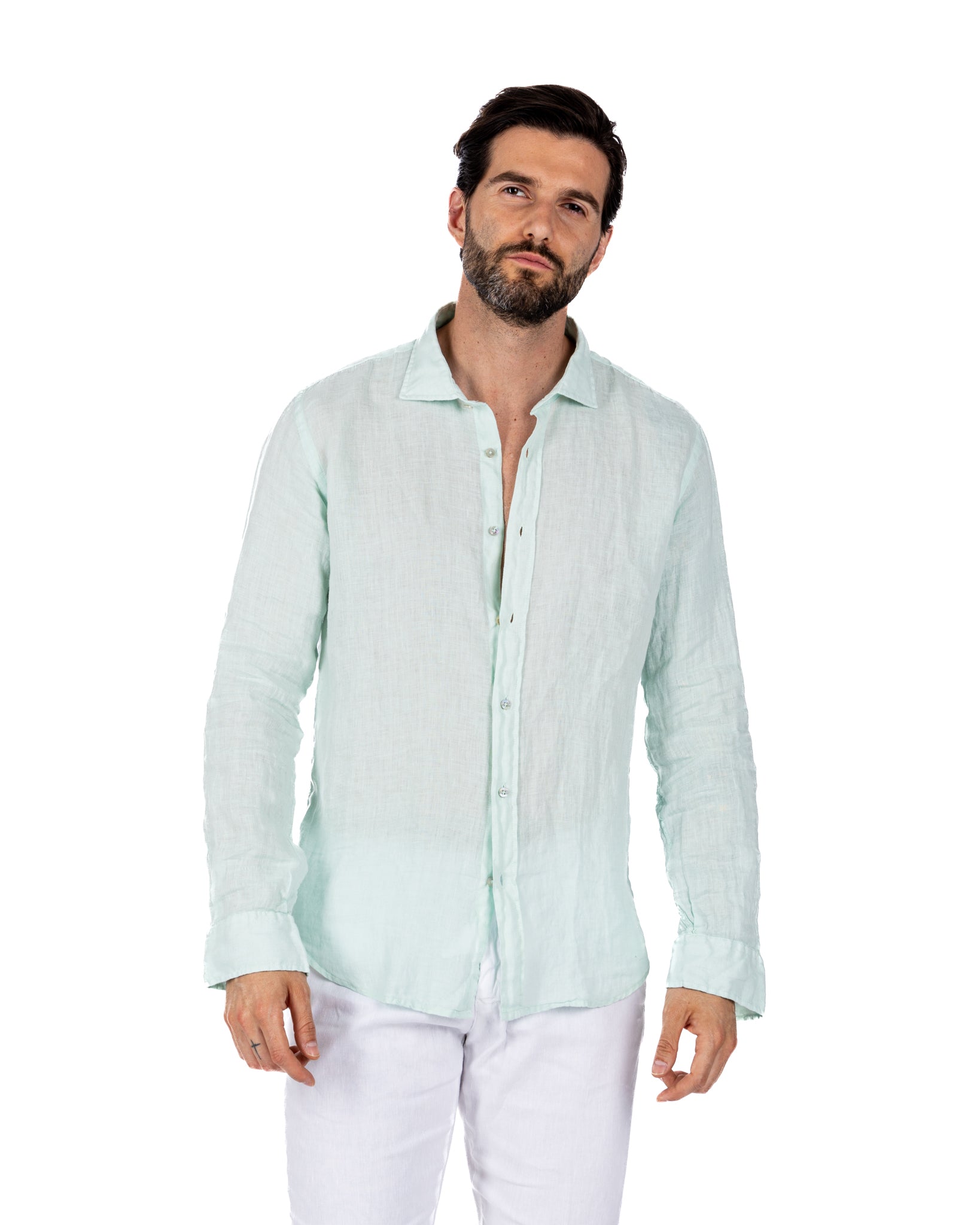 Montecarlo - teal pure linen shirt
