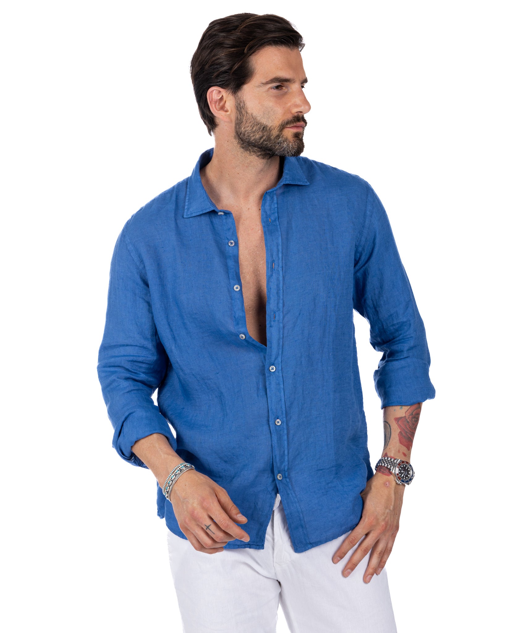 Montecarlo - chemise en pur lin royal