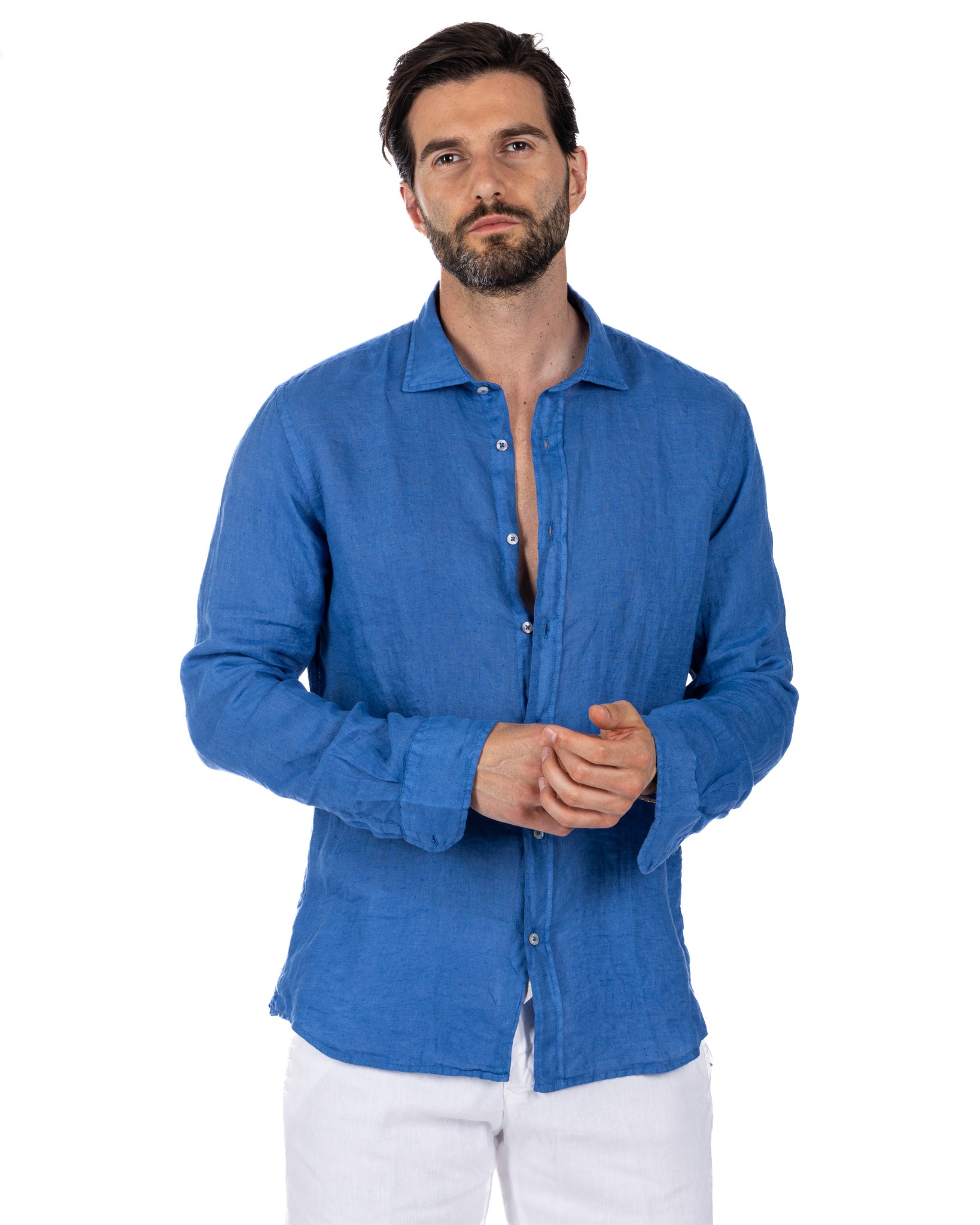 Montecarlo - chemise en pur lin royal