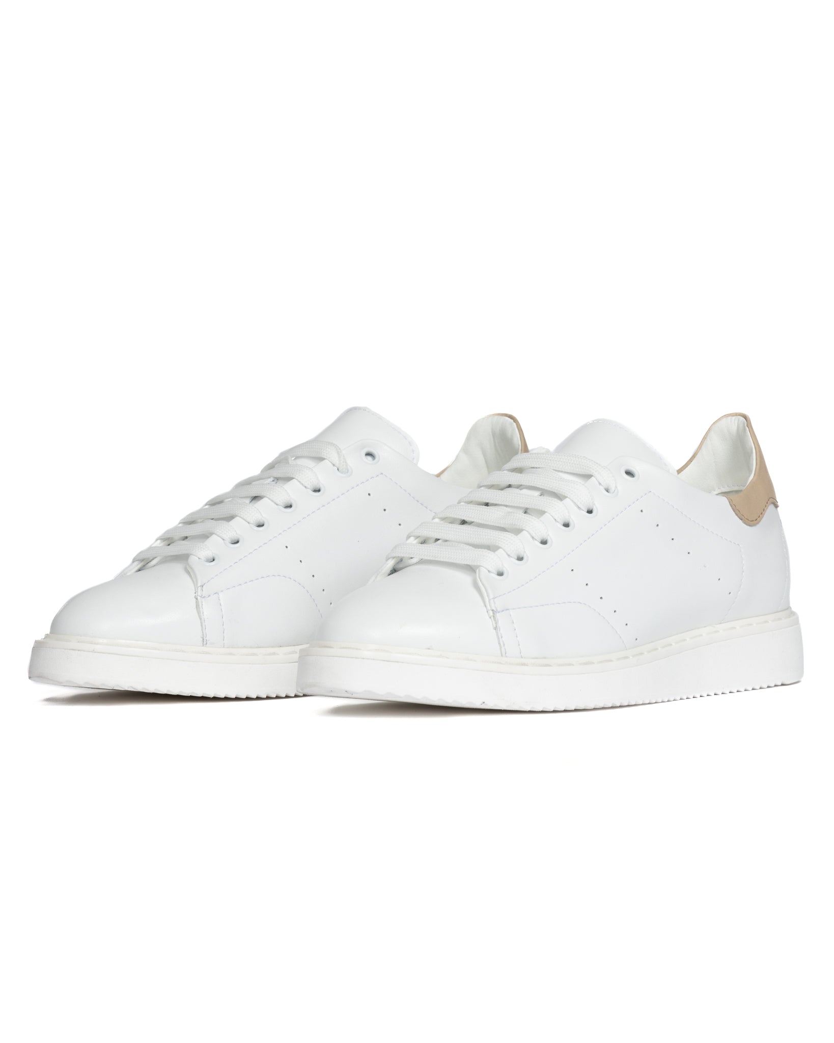 S01 - white leather sneakers with beige details