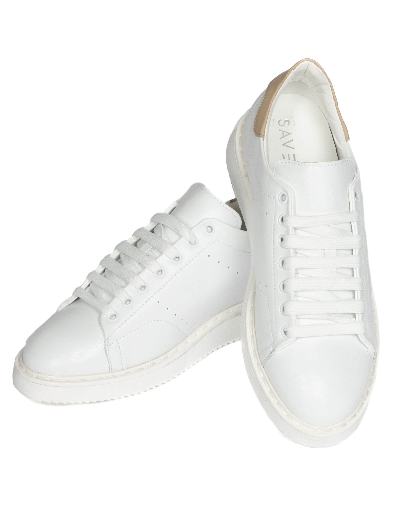S01 - white leather sneakers with beige details
