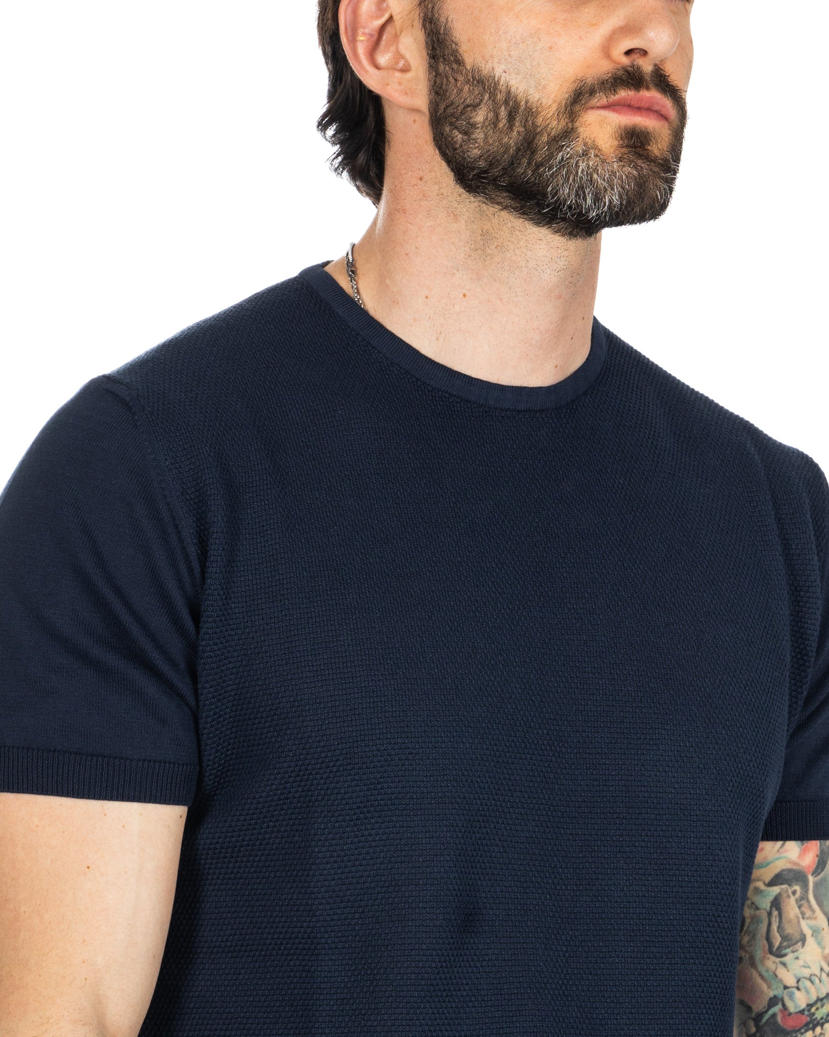 Lorenzo - t-shirt en maille jacquard bleu