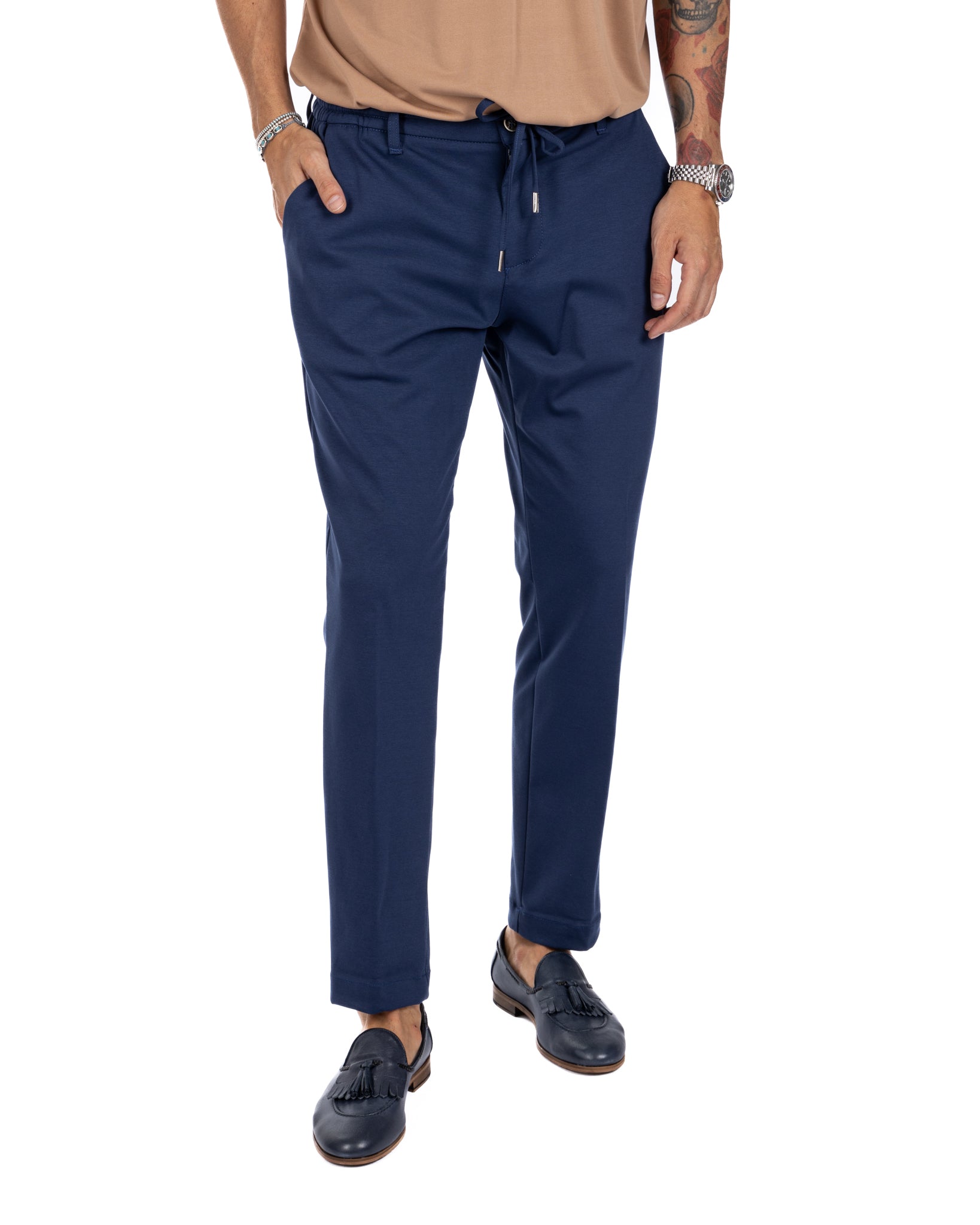 Shelby - cornflower blue cotton trousers