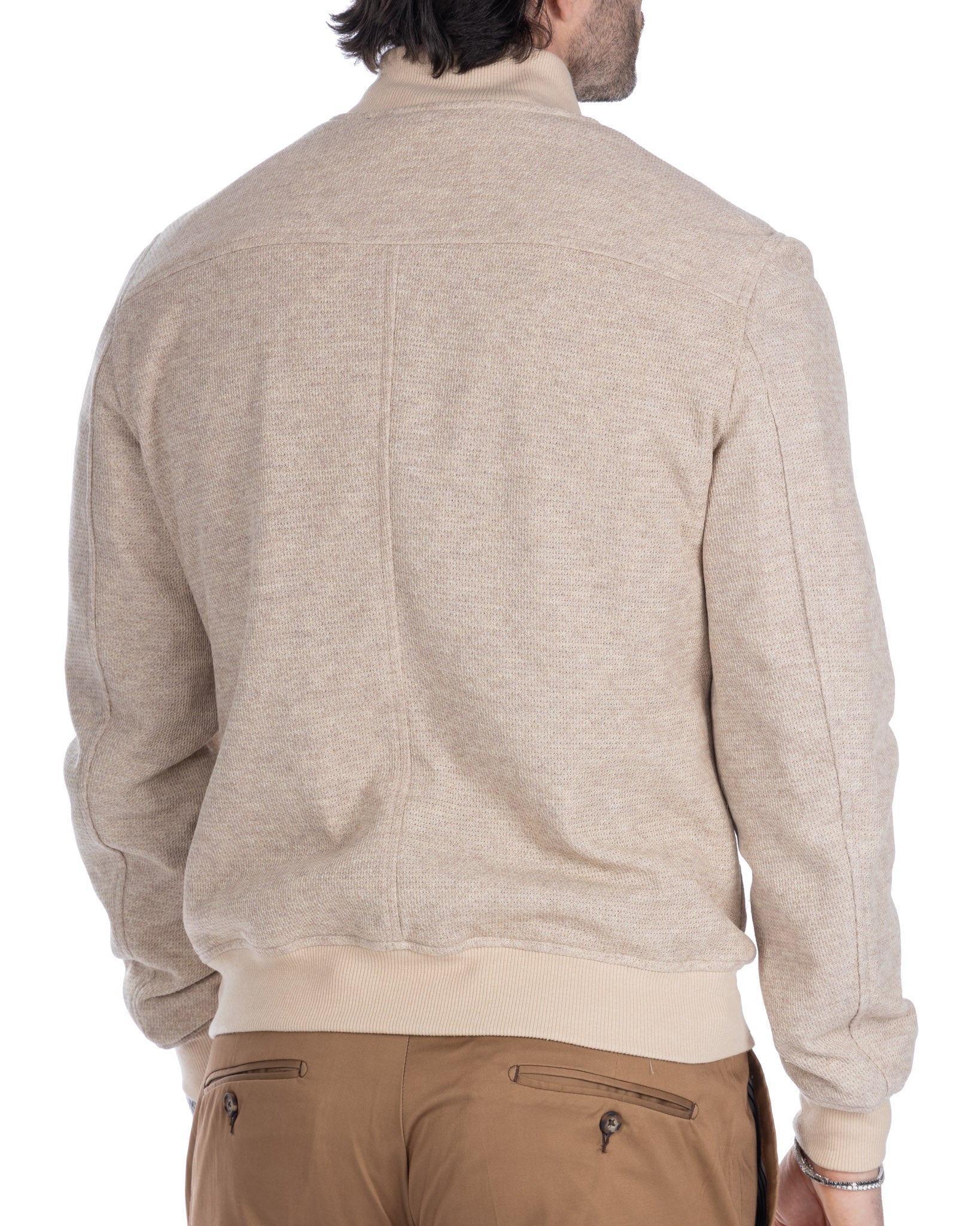 Trieste - beige cotton bomber jacket