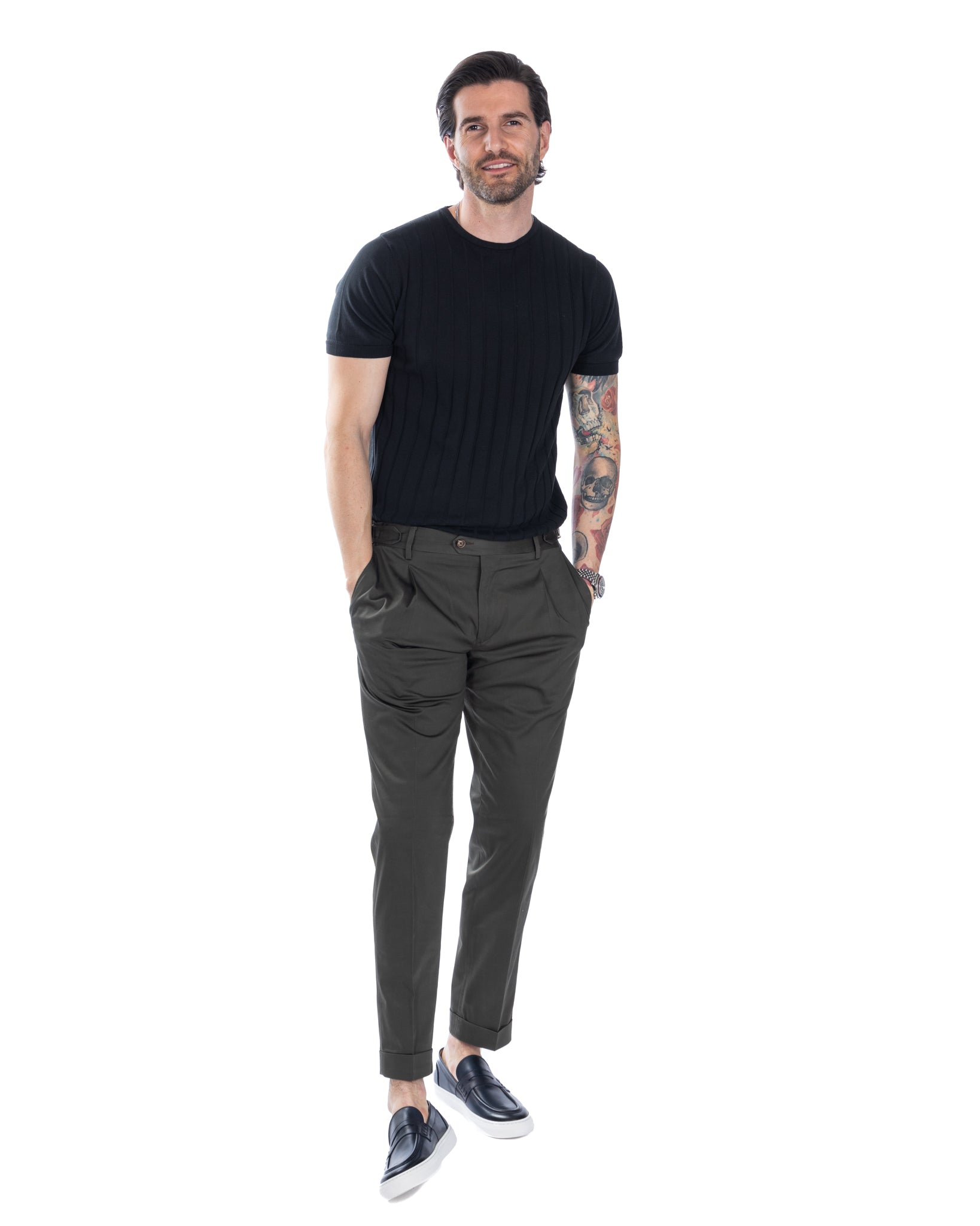 James - high waisted military trousers with buckles