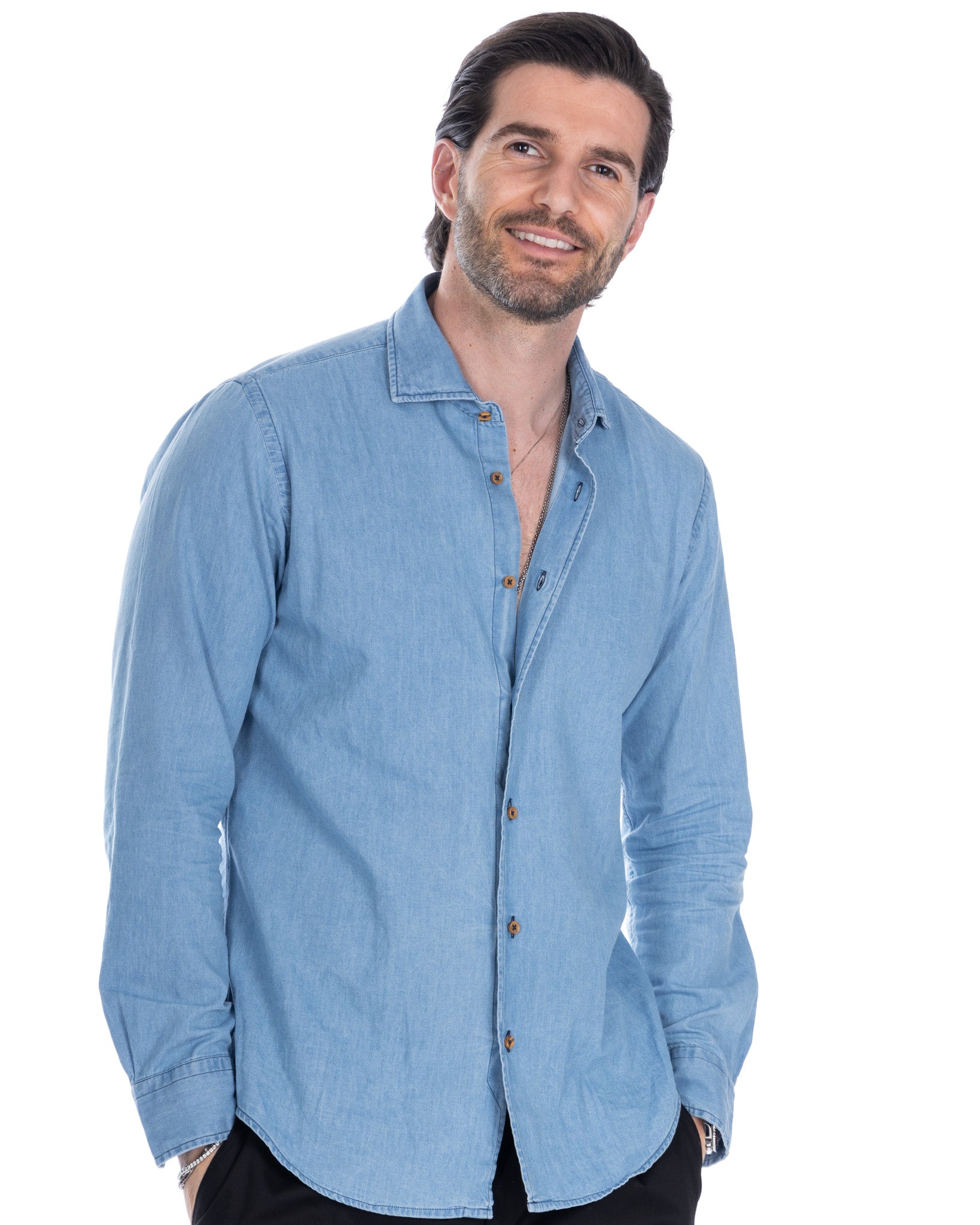 Mark - chemise en jean légèrement délavé