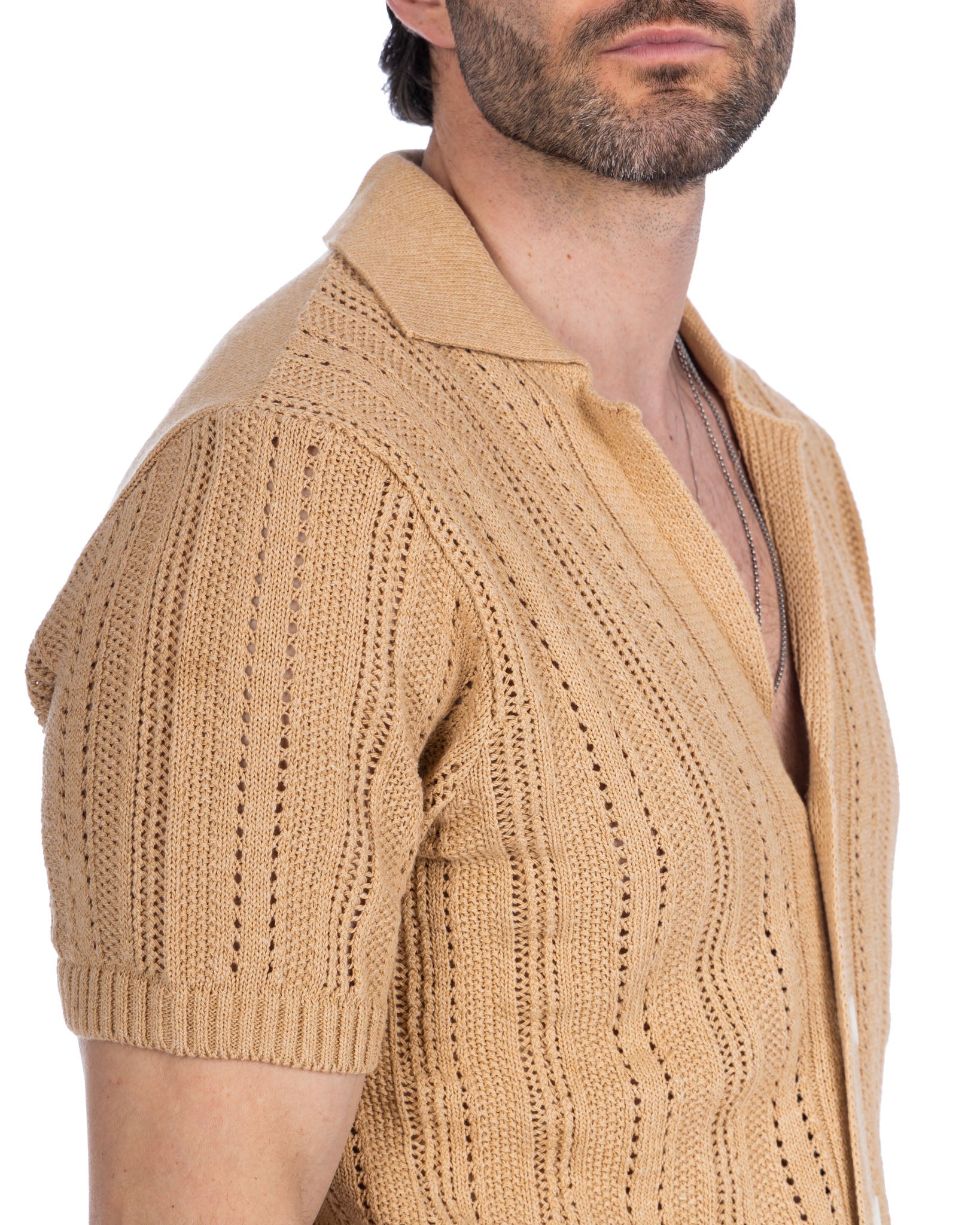 Novak - camicia beige in maglia