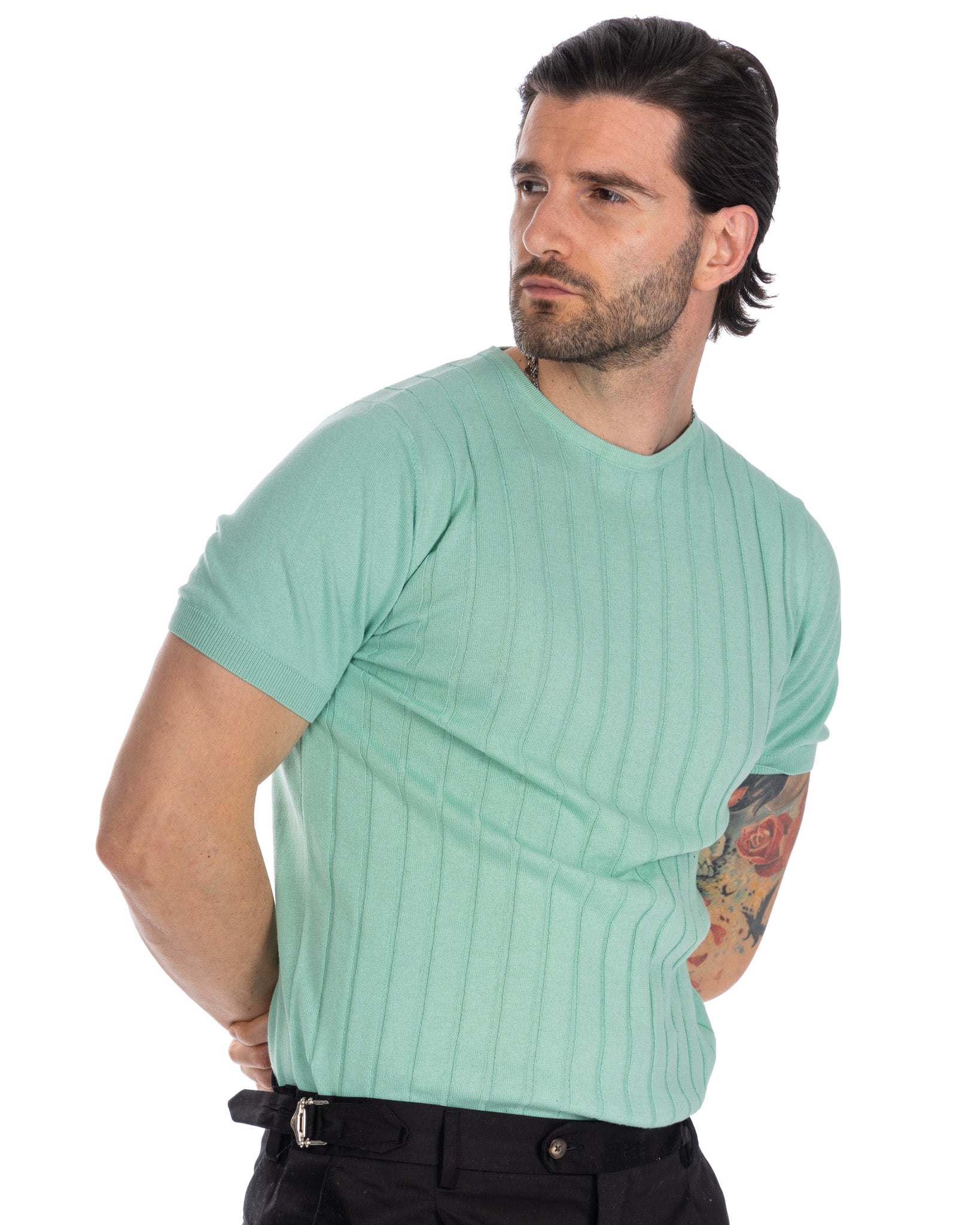 Andreas - mint ribbed knit t-shirt