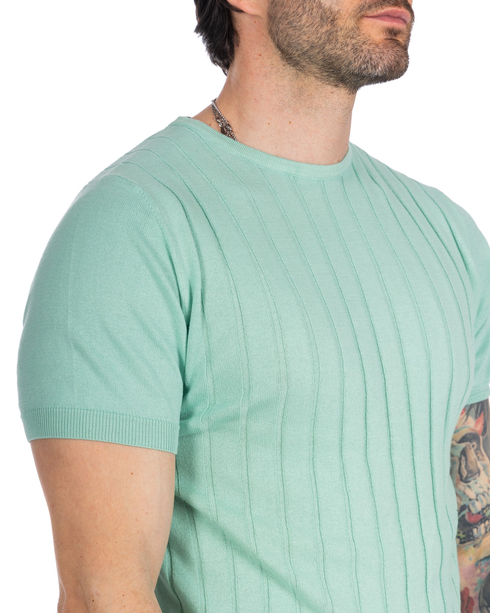 Andreas - t-shirt en tricot côtelé menthe