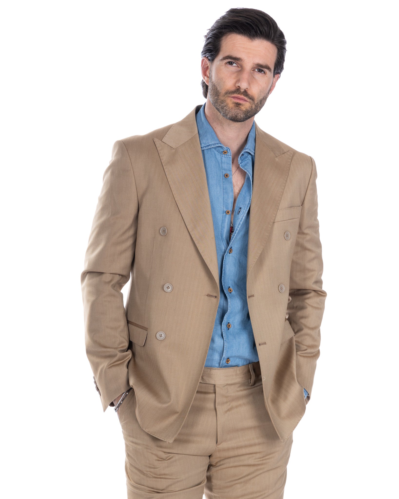 Marseille - camel solar double-breasted suit