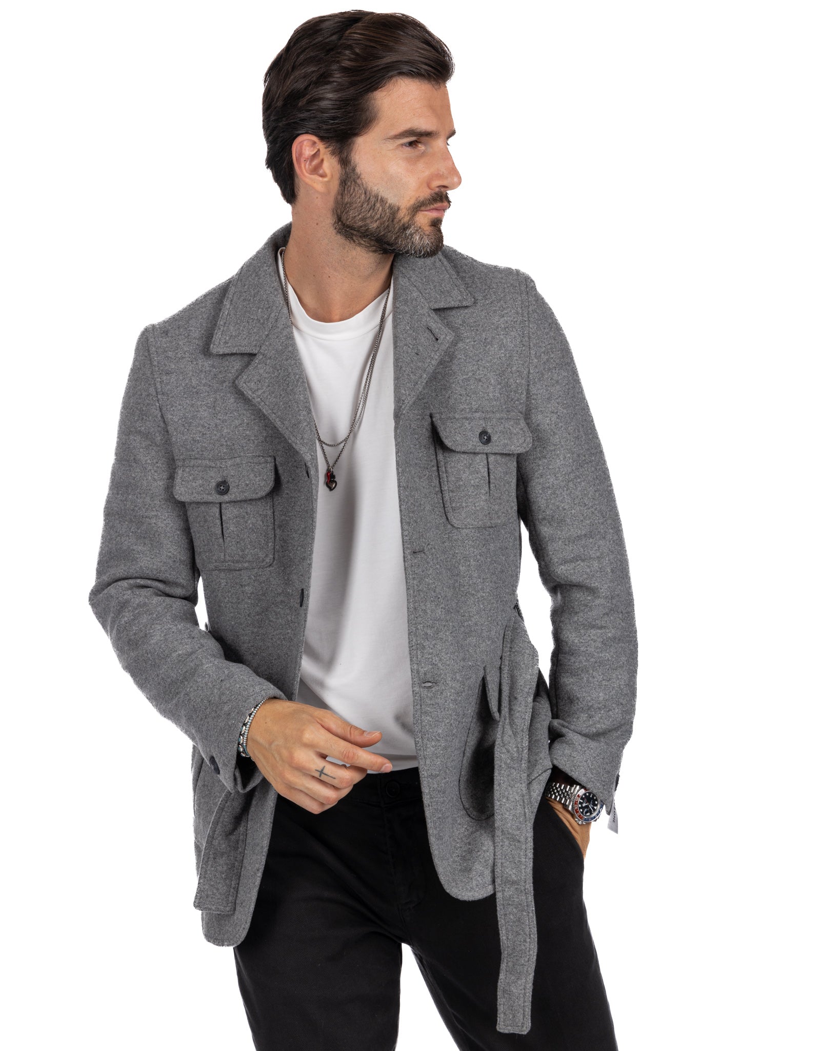 Levante - gray wool safari jacket